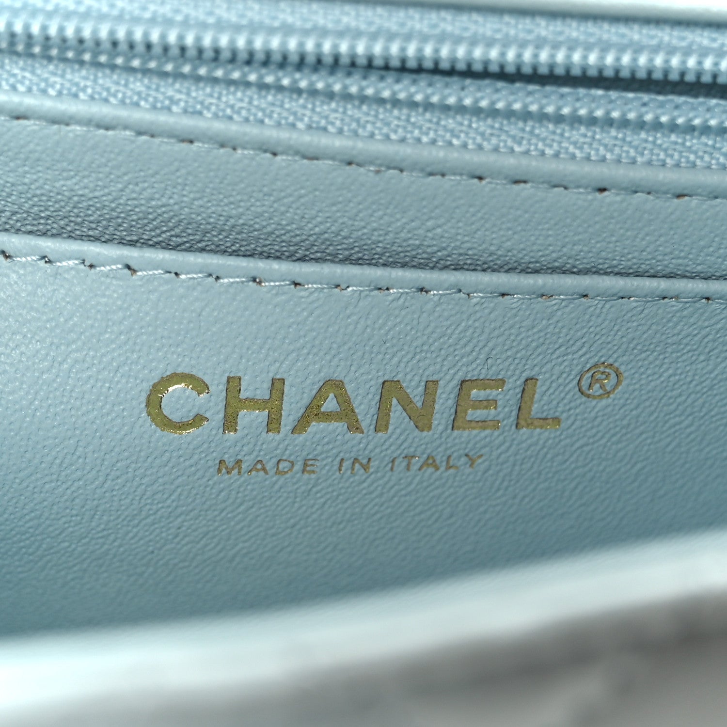Lambskin Quilted Mini Top Handle Rectangular Flap Light Blue