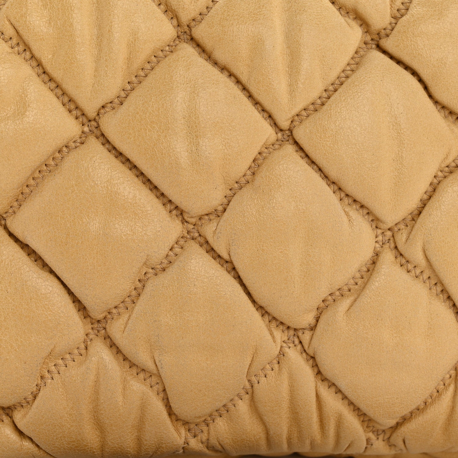 Calfskin Quilted Medium Bubble Quilt Flap Bag Beige