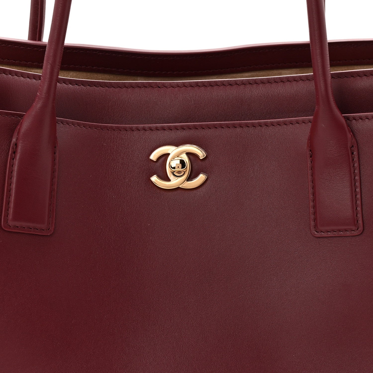 Calfskin Archetype Small Shopping Tote Dark Burgundy