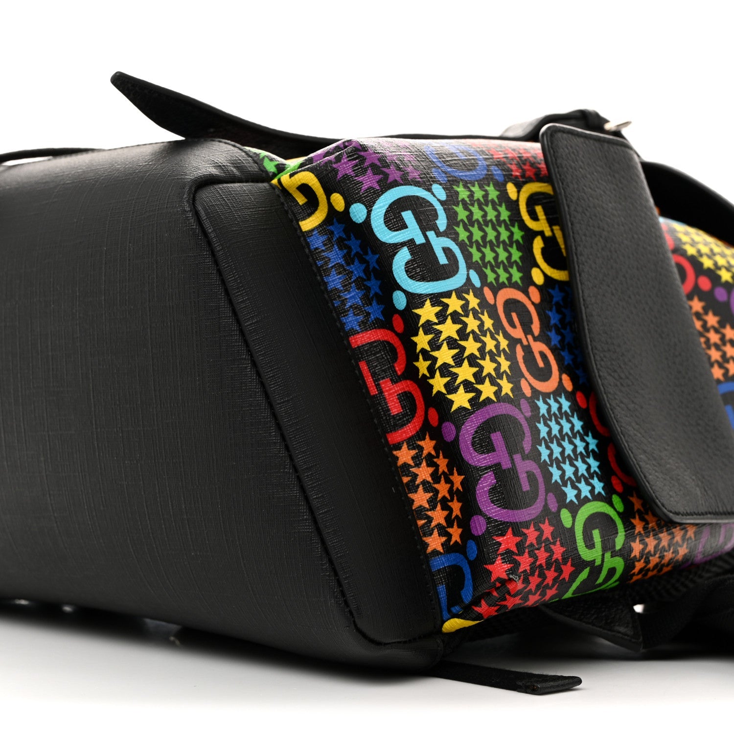 GG Supreme Monogram Psychedelic Medium Double Buckle Backpack Black Multicolor