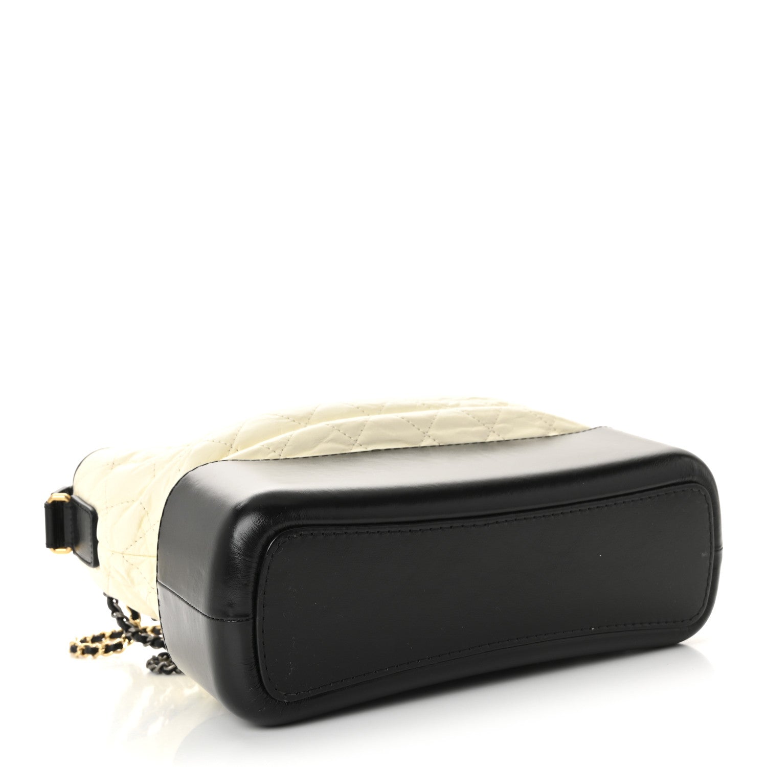 Aged Calfskin Quilted Medium Gabrielle Hobo Black White
