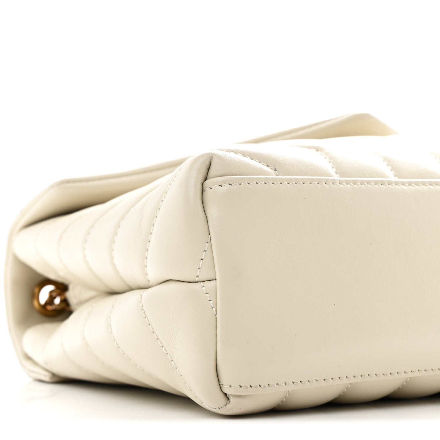 Calfskin Y Quilted Monogram Small Loulou Chain Satchel Ivory
