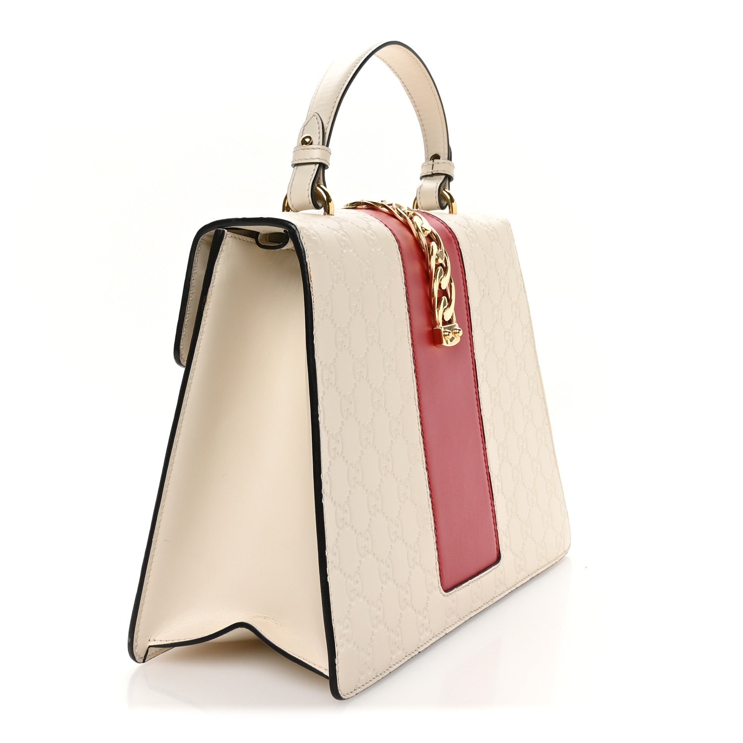 Guccissima Signature Medium Sylvie Top Handle Bag White Hibiscus