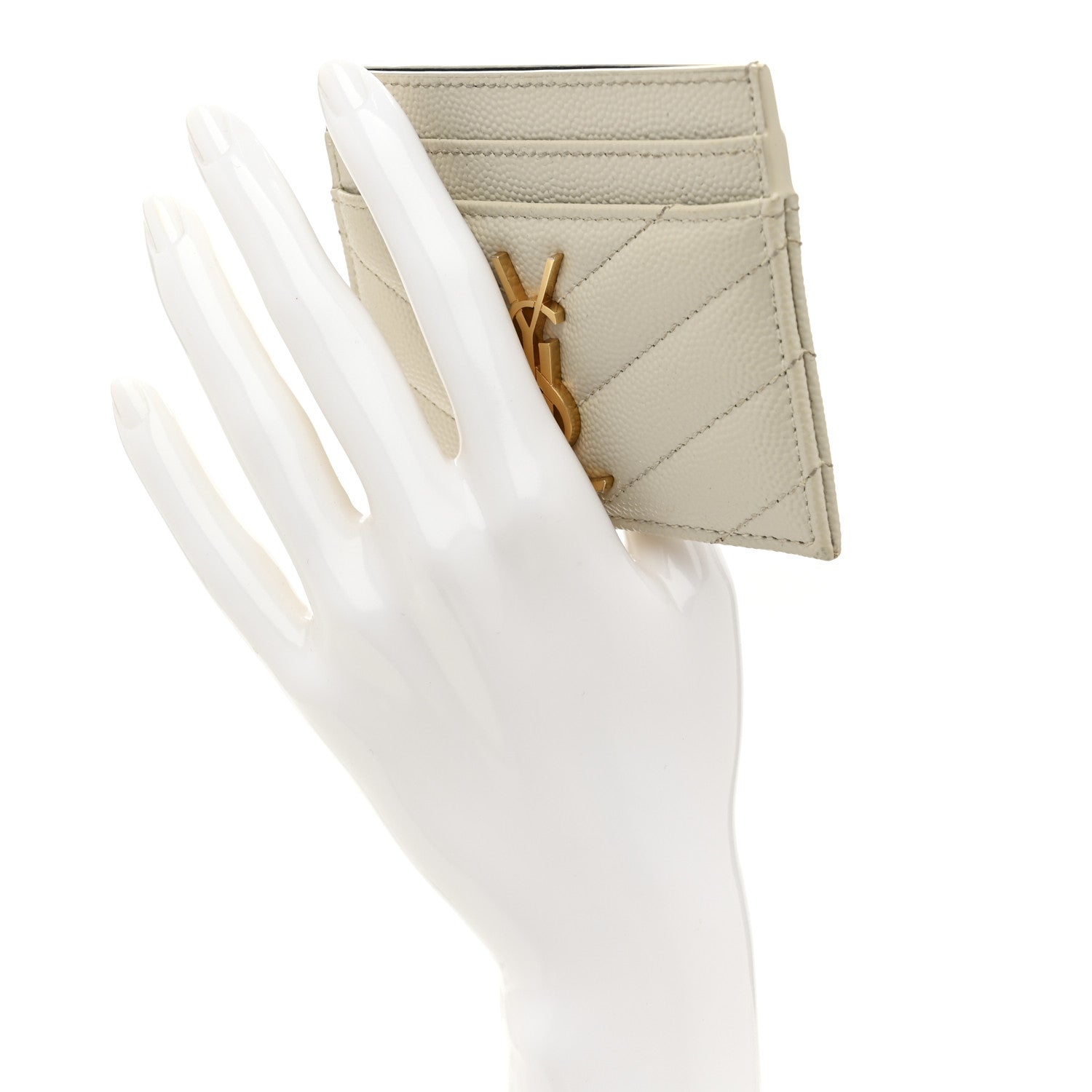 Grain De Poudre Matelasse Chevron Monogram Credit Card Case Crema Soft