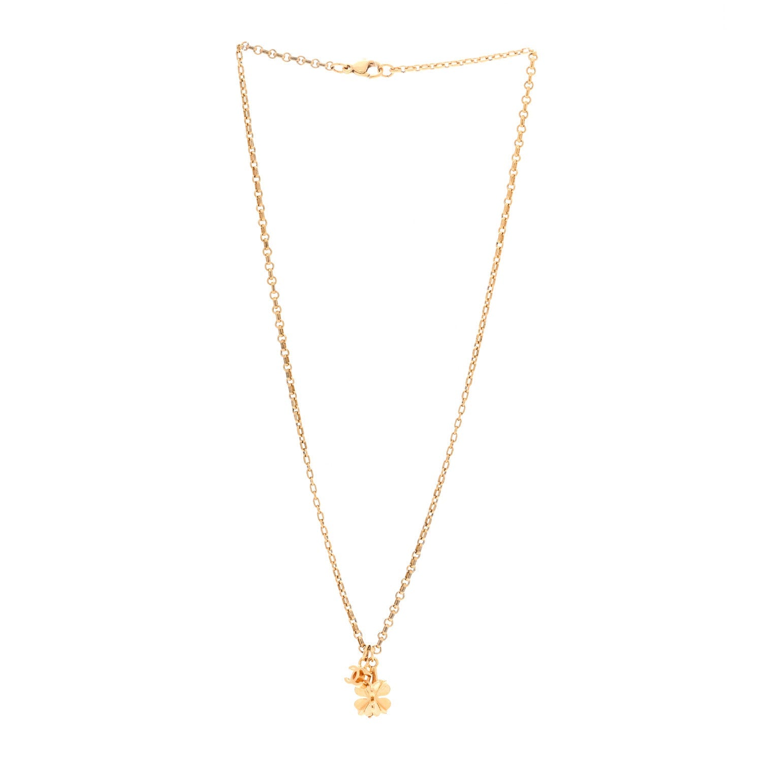 Metal CC Clover Necklace Gold