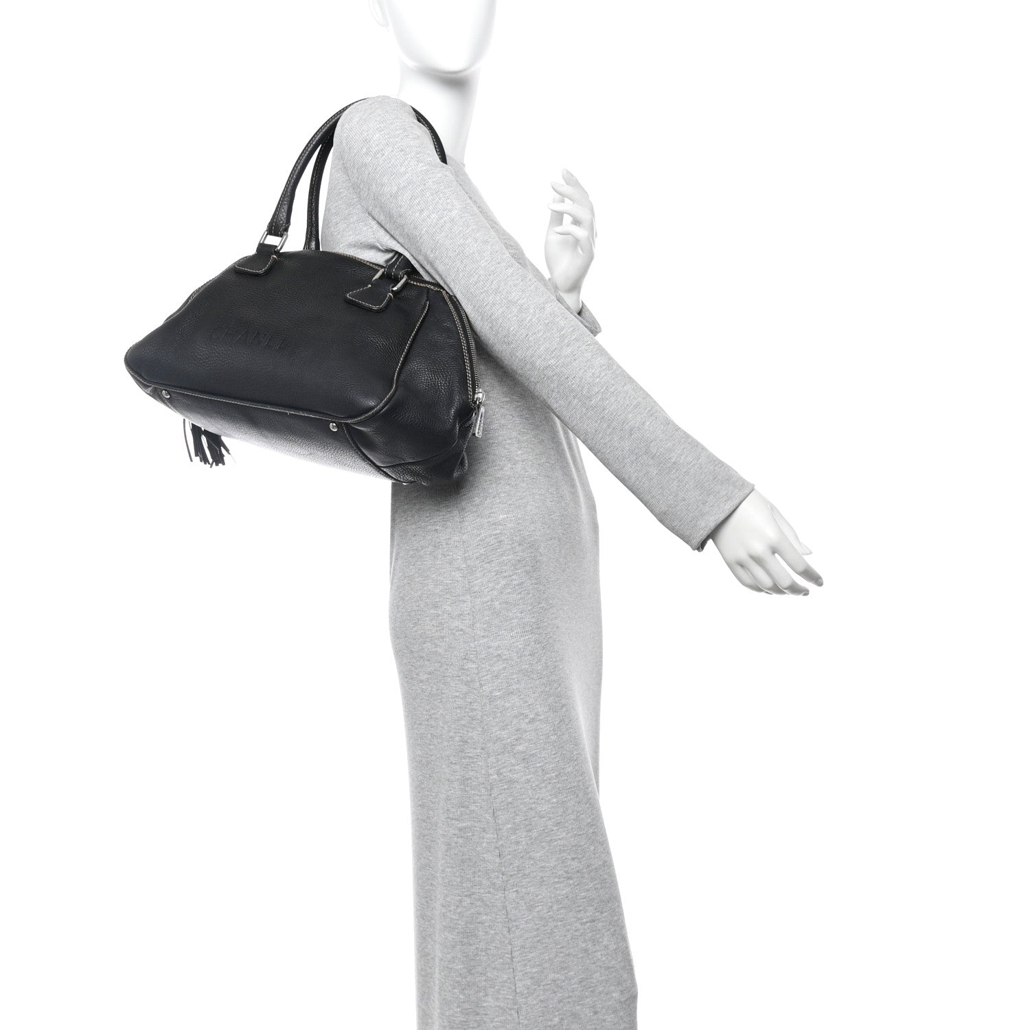 Calfskin Large Tassel Bowler Black