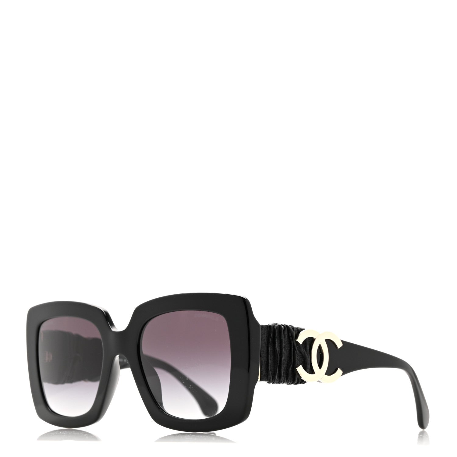 Acetate Calfskin Square Sunglasses 5474-Q-A Black