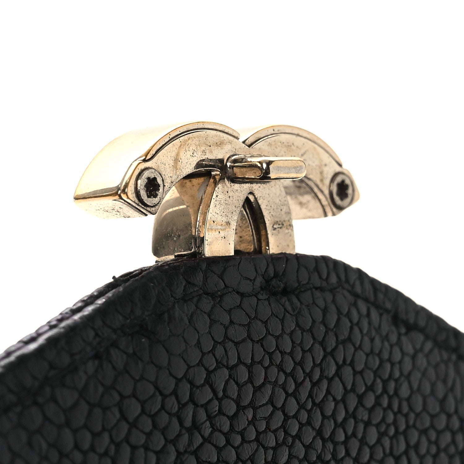 Grained Calfskin Quilted Cuba Wallet On Chain WOC Black