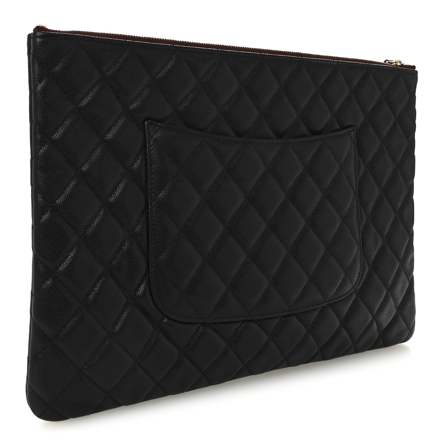 Caviar Quilted Large Cosmetic Case Black