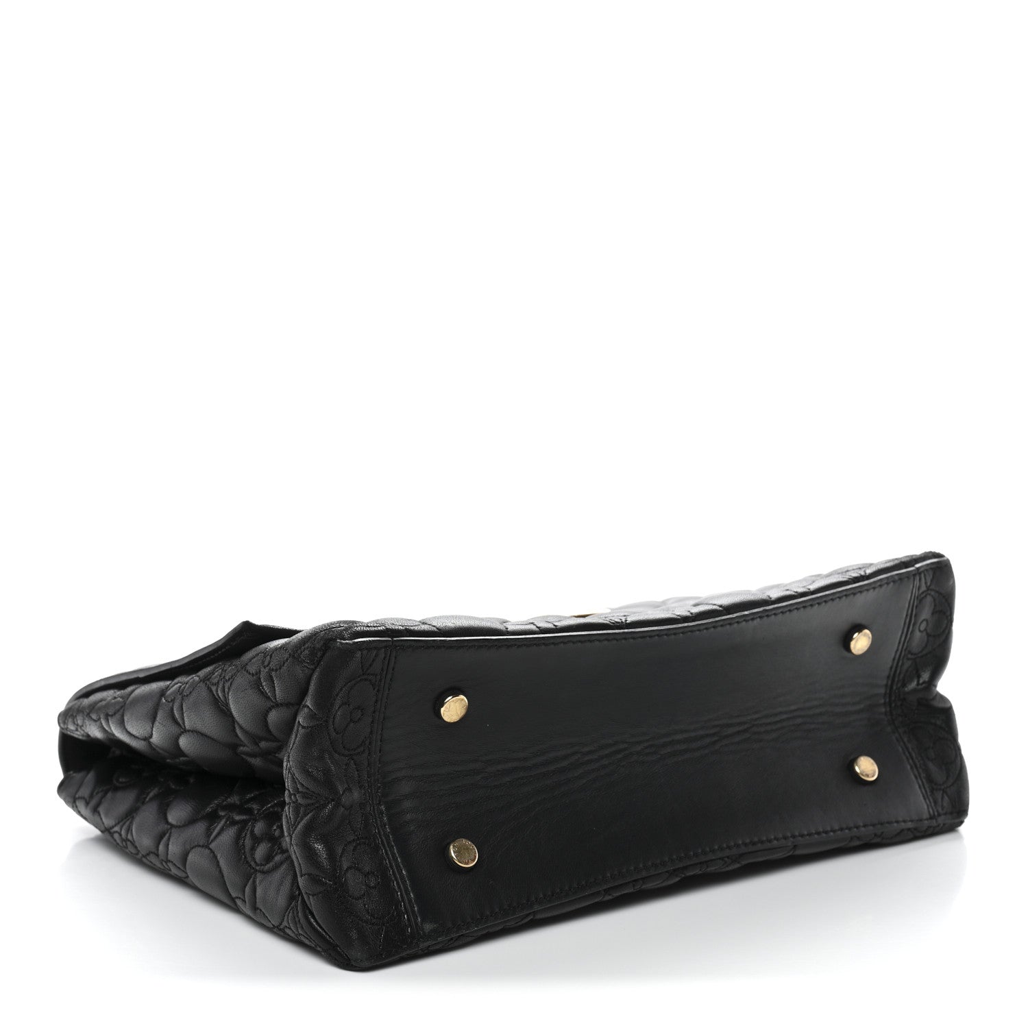 Lambskin Flower Quilted Twist Shoulder Bag GM Black