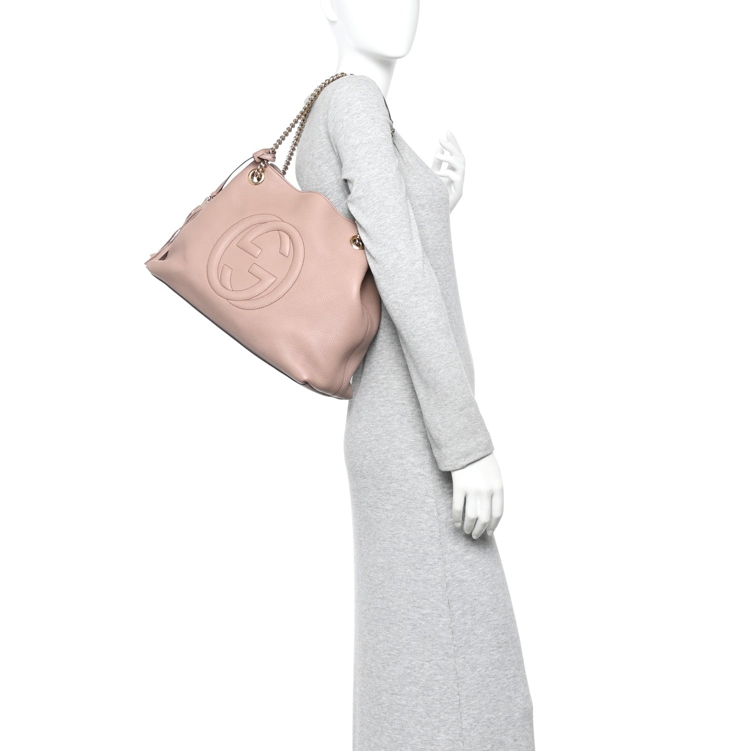 Pebbled Calfskin Medium Soho Chain Shoulder Bag Camelia