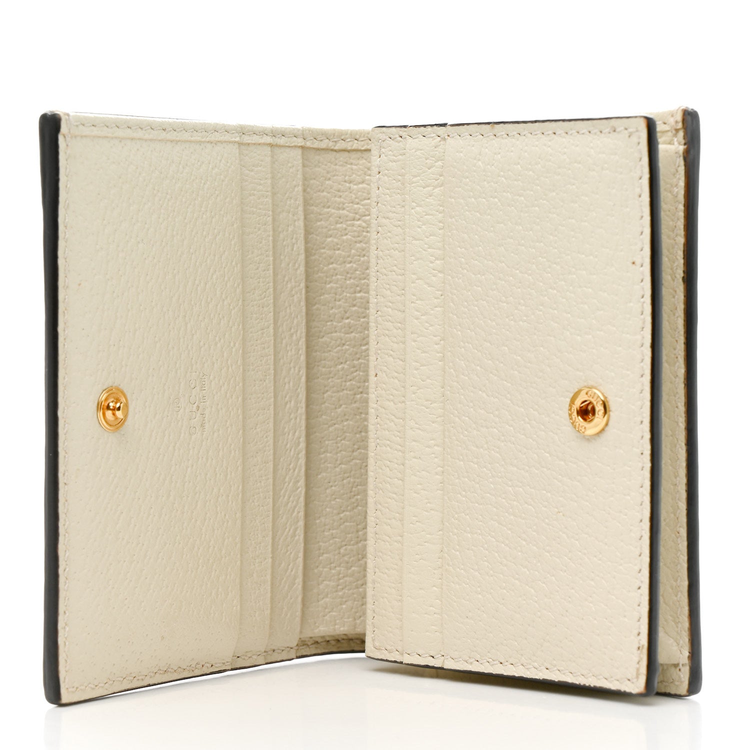 GG Supreme Monogram Textured Dollar Calfskin Web Ophidia Card Case Beige Ebony Mystic White