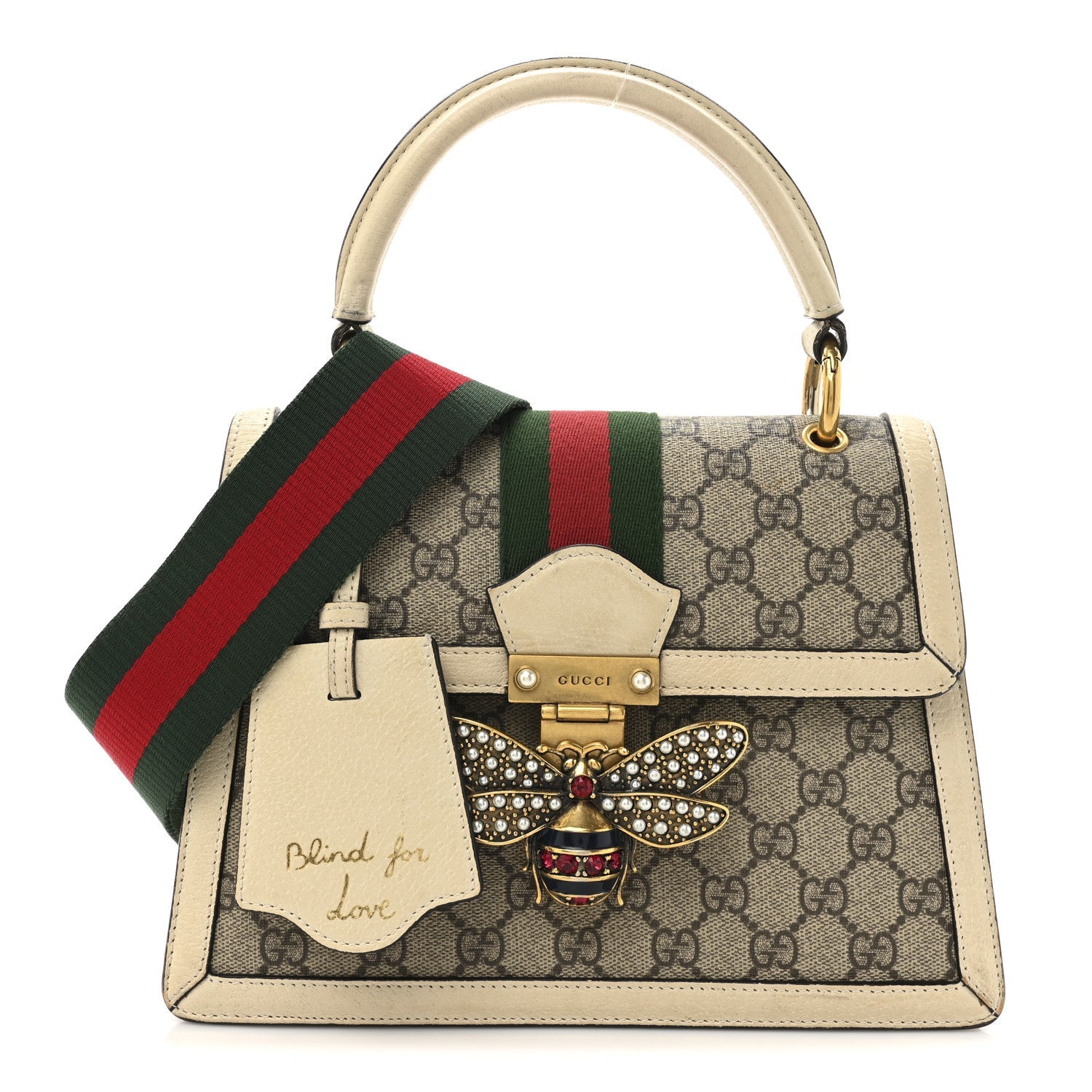 GG Supreme Monogram Small Queen Margaret Top Handle Bag White