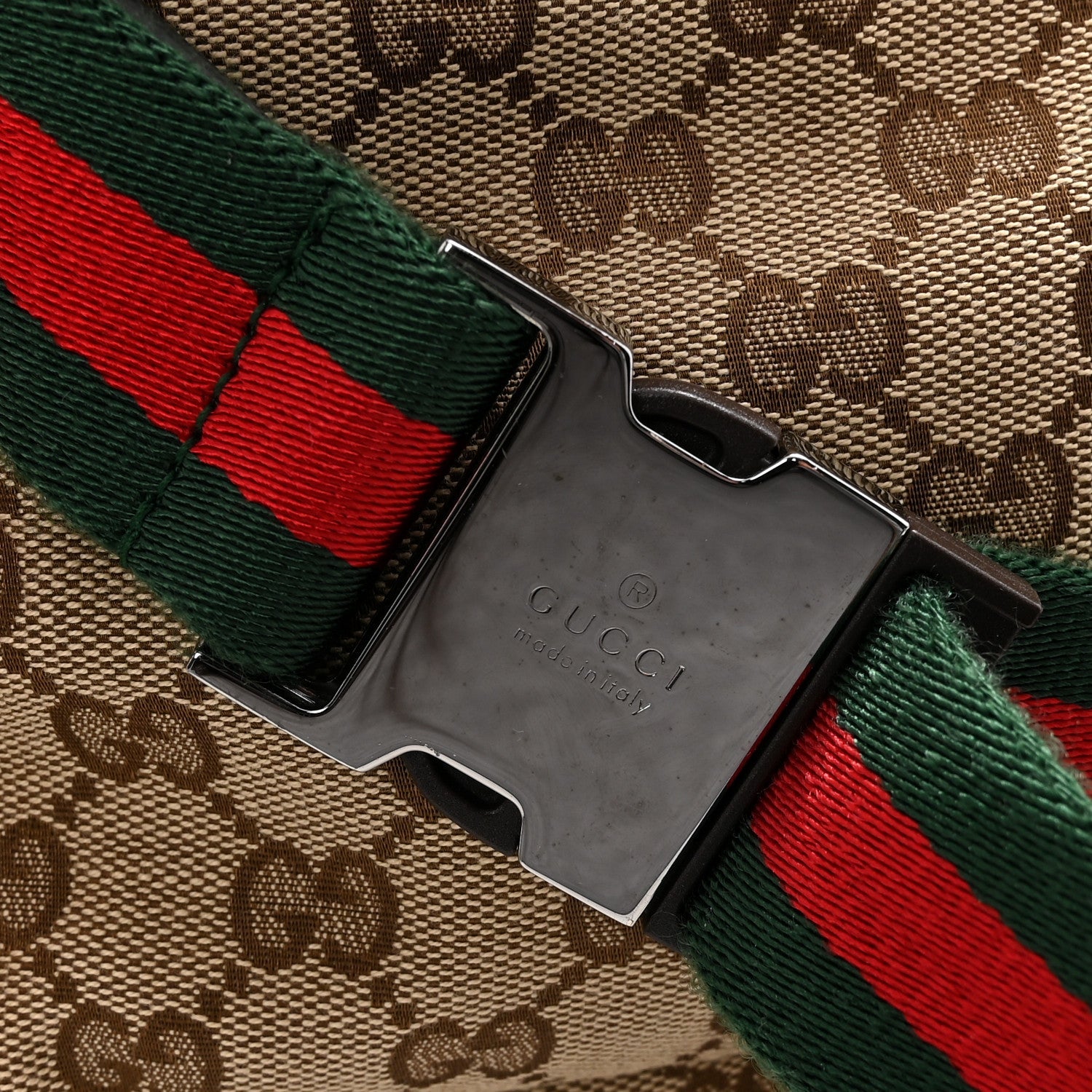 GG Monogram Double Pocket Belt Bag Dark Brown