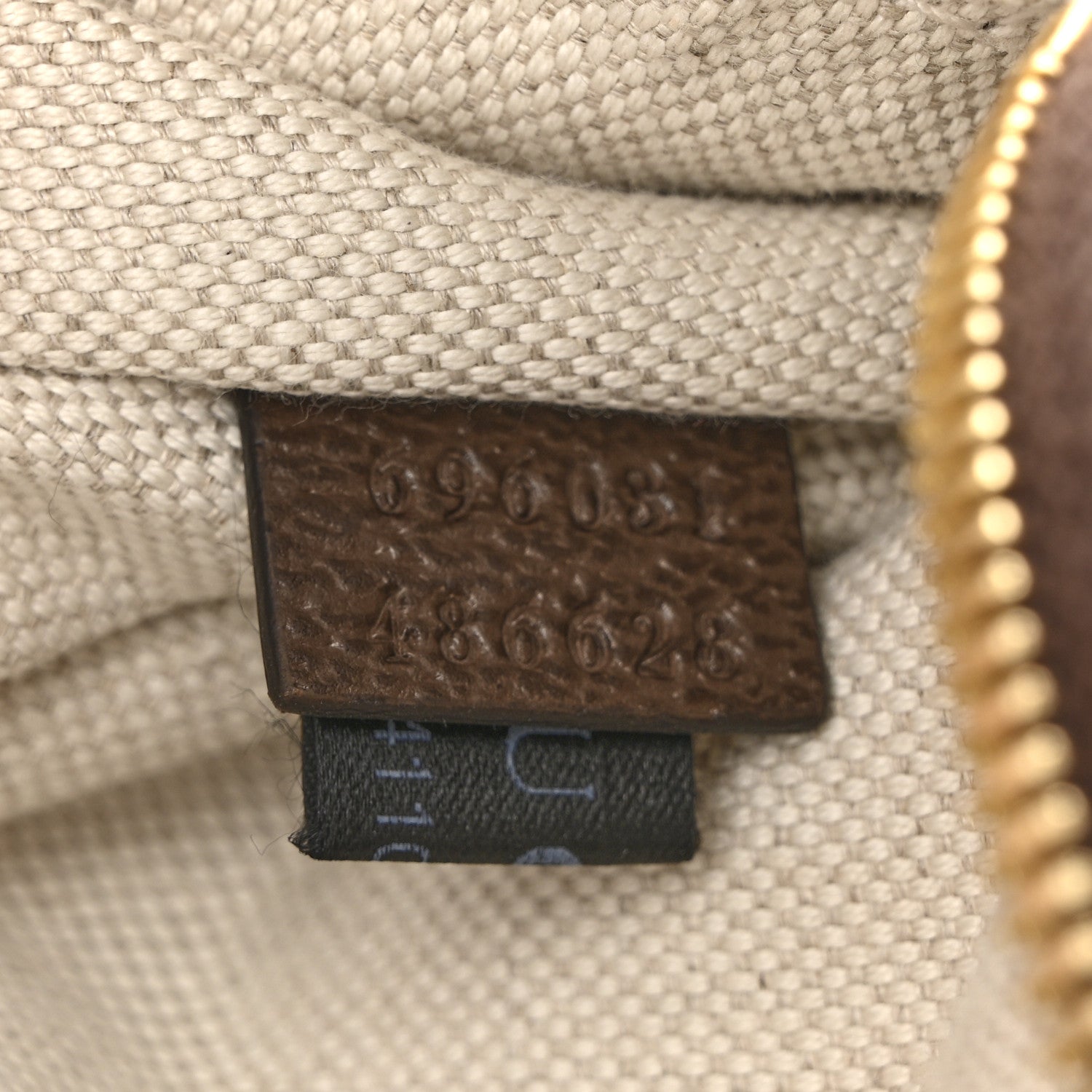 Monogram Jumbo GG Textured Dollar Calfskin Web Belt Bag Camel Ebony New Acero