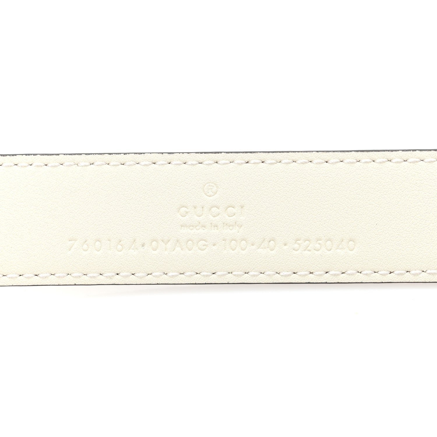Plutone Calfskin Round Interlocking G Belt  100 40 Mystic White