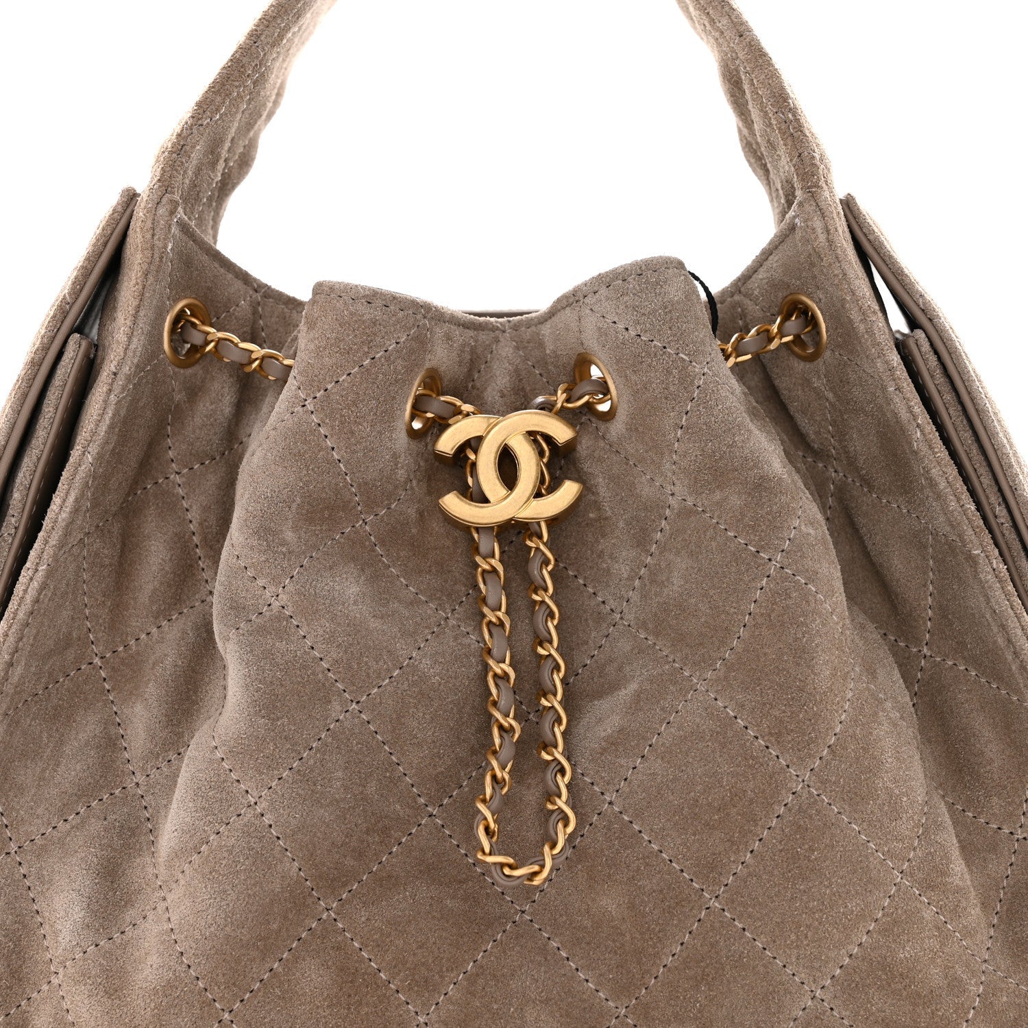 Suede Quilted Small Chanel 25 Handbag Dark Grey