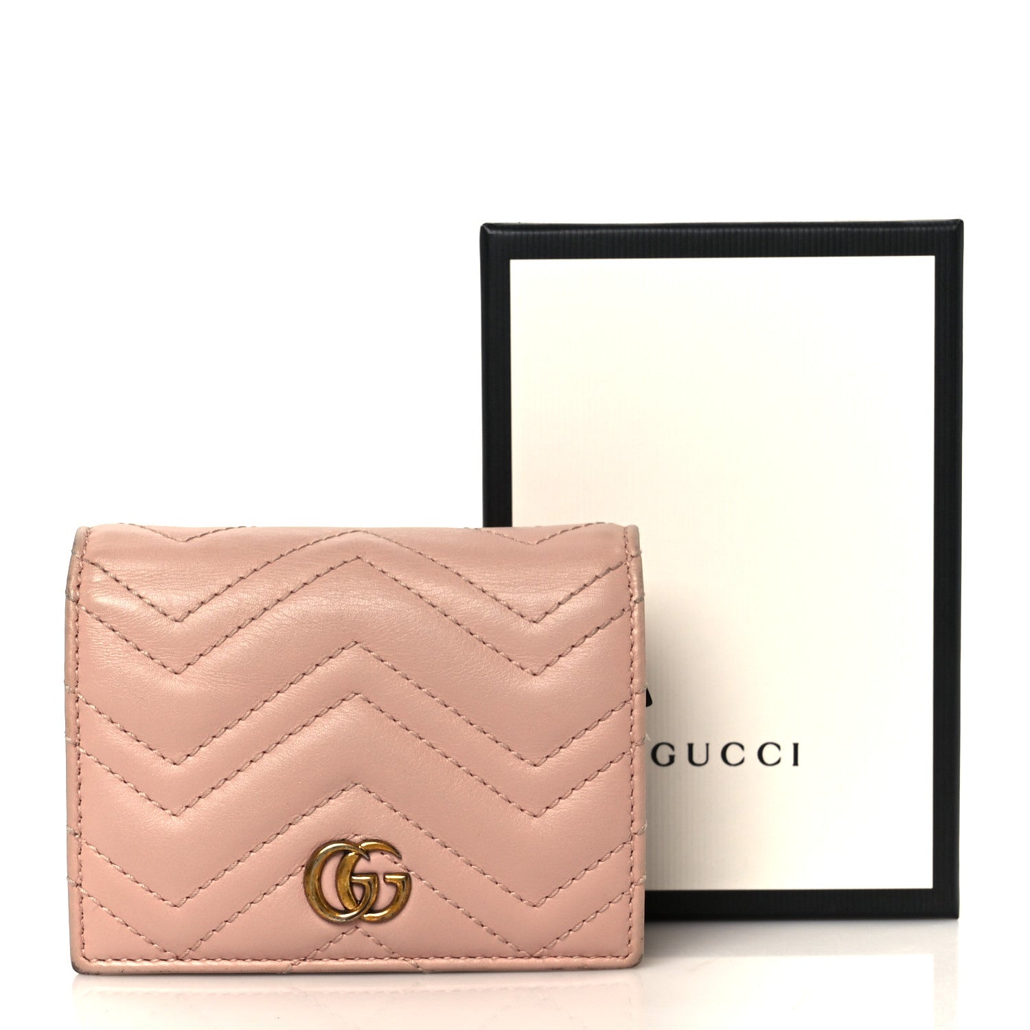 Calfskin Matelasse GG Marmont Card Case Wallet Perfect Pink