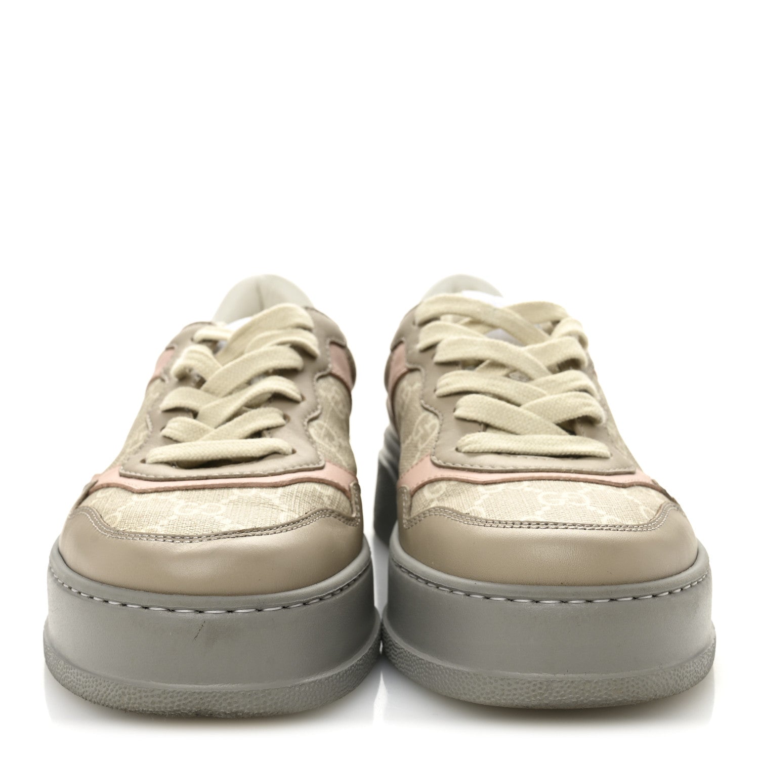 Calfskin GG Supreme Monogram Perforated Womens Platform 55mm Sneakers 37 Apricot Pink Beige Grey