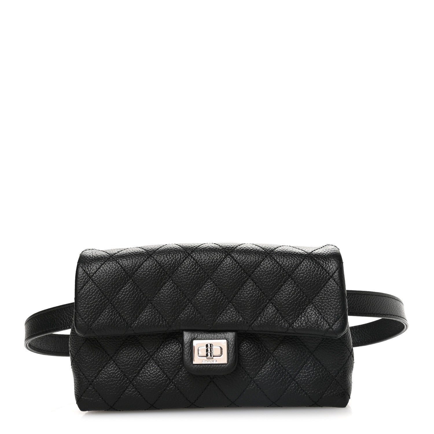 Grained Calfskin Quilted 2.55 Reissue Flap Belt Bag Clutch Black