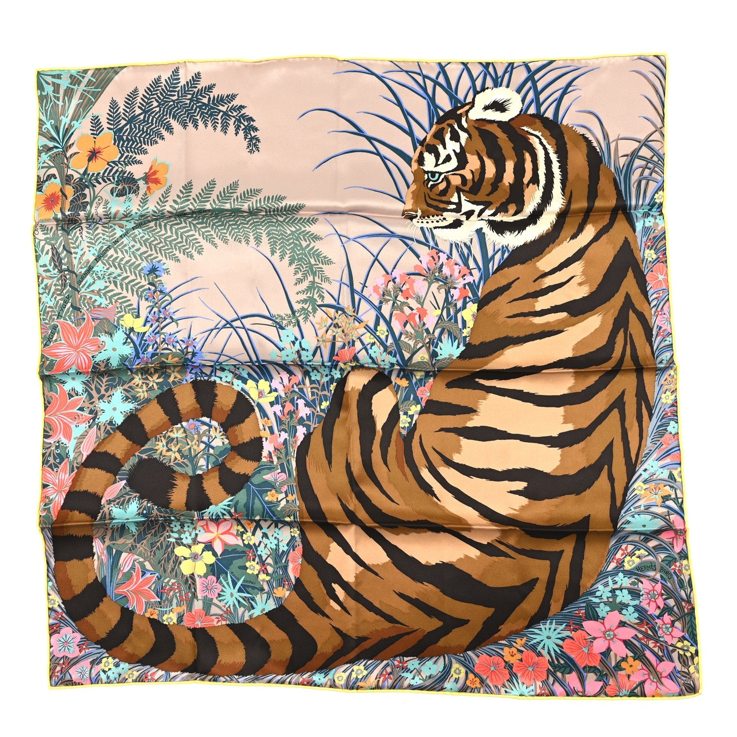 Silk Tyger Tyger Scarf 70 Beige Cendre Brune