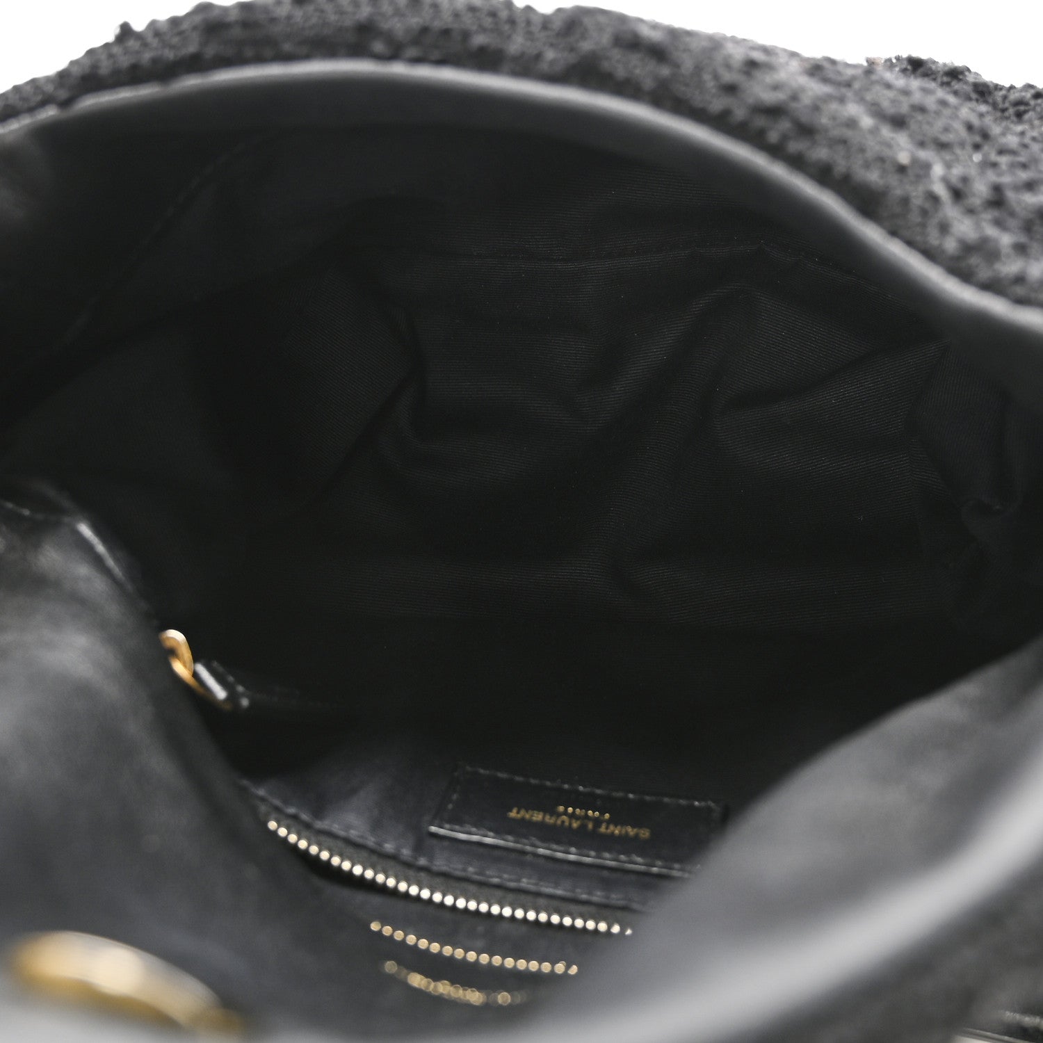 Boucle Tweed Quilted Small Loulou Puffer Monogram Chain Satchel Black