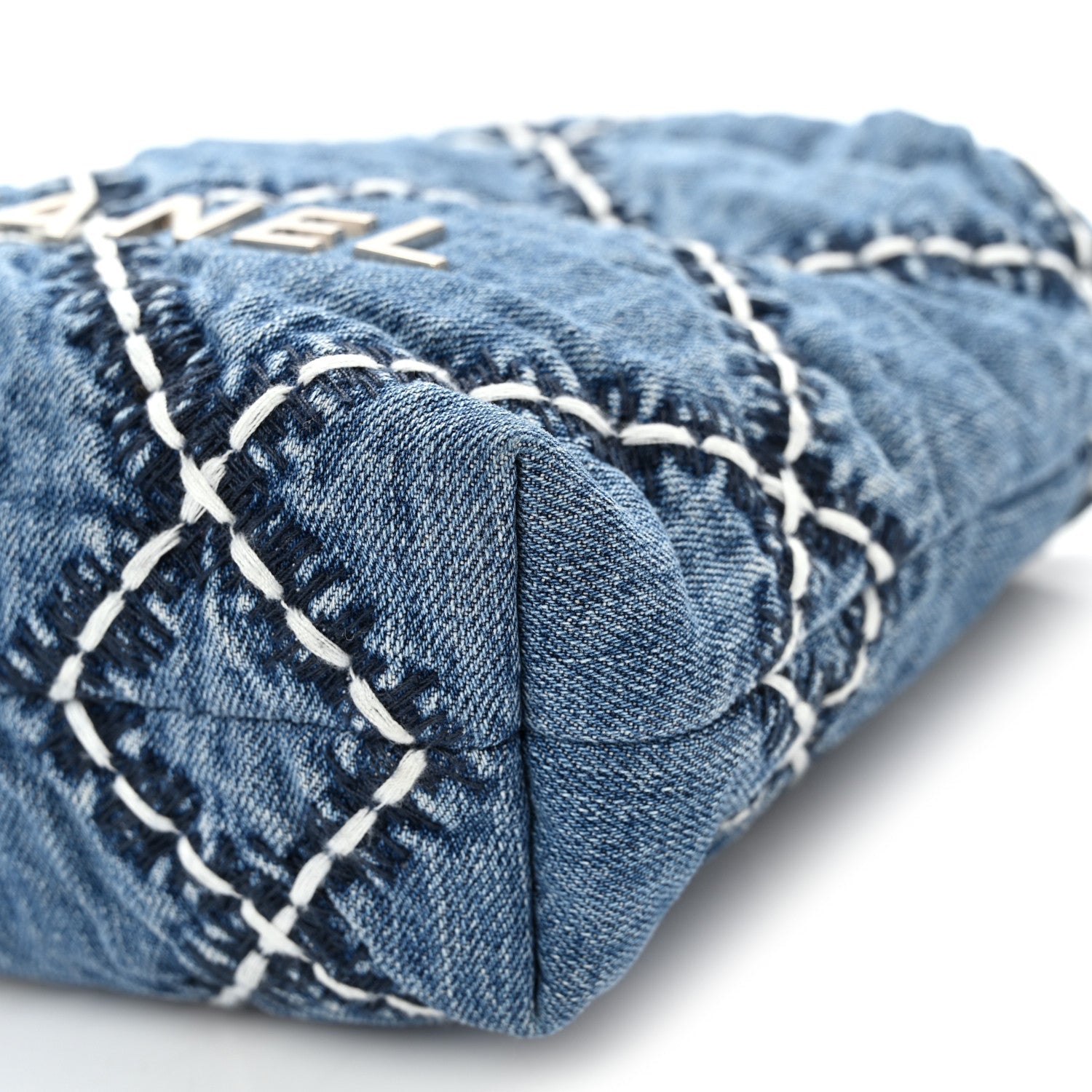 Denim Stitched Quilted Mini Chanel 22 Blue