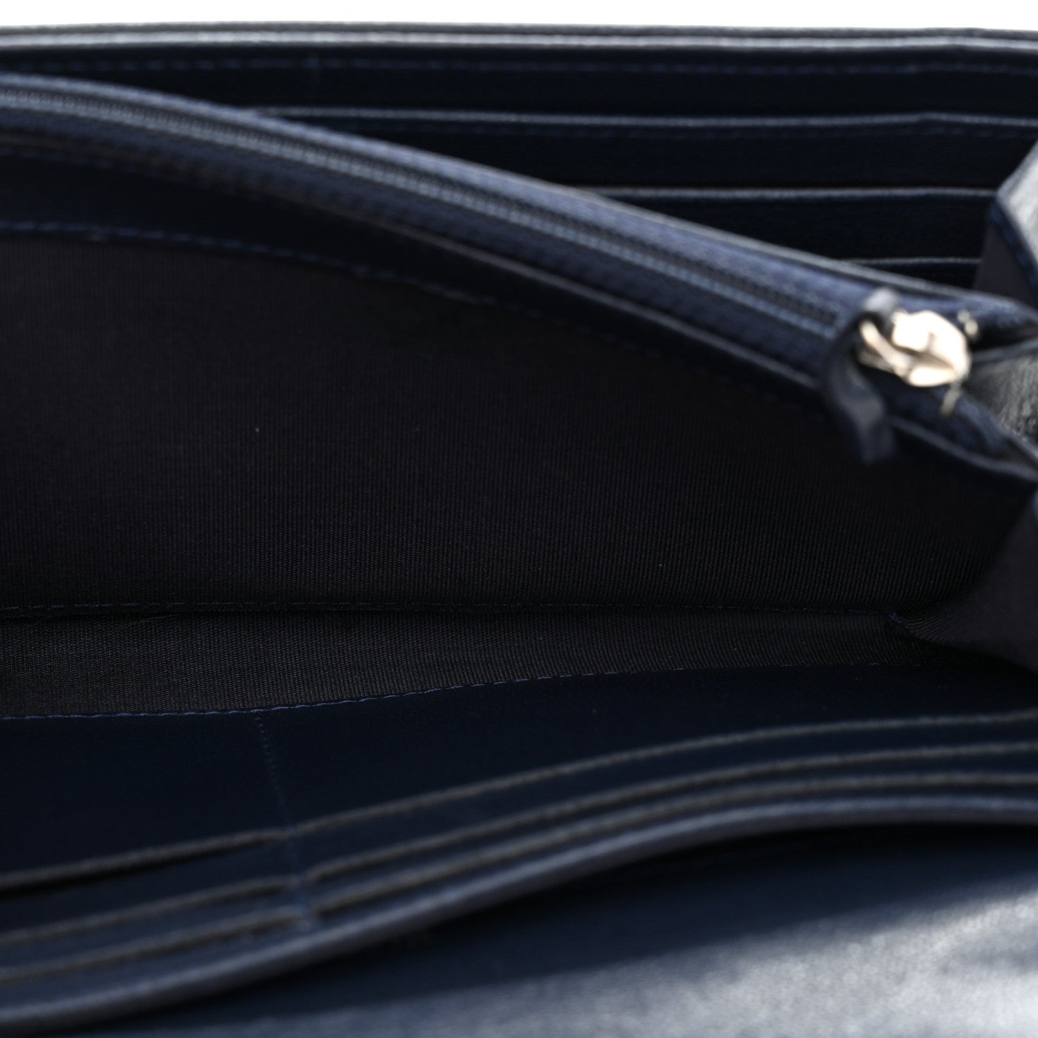 Sheepskin Quilted Mademoiselle Vintage Zip Around Wallet Navy