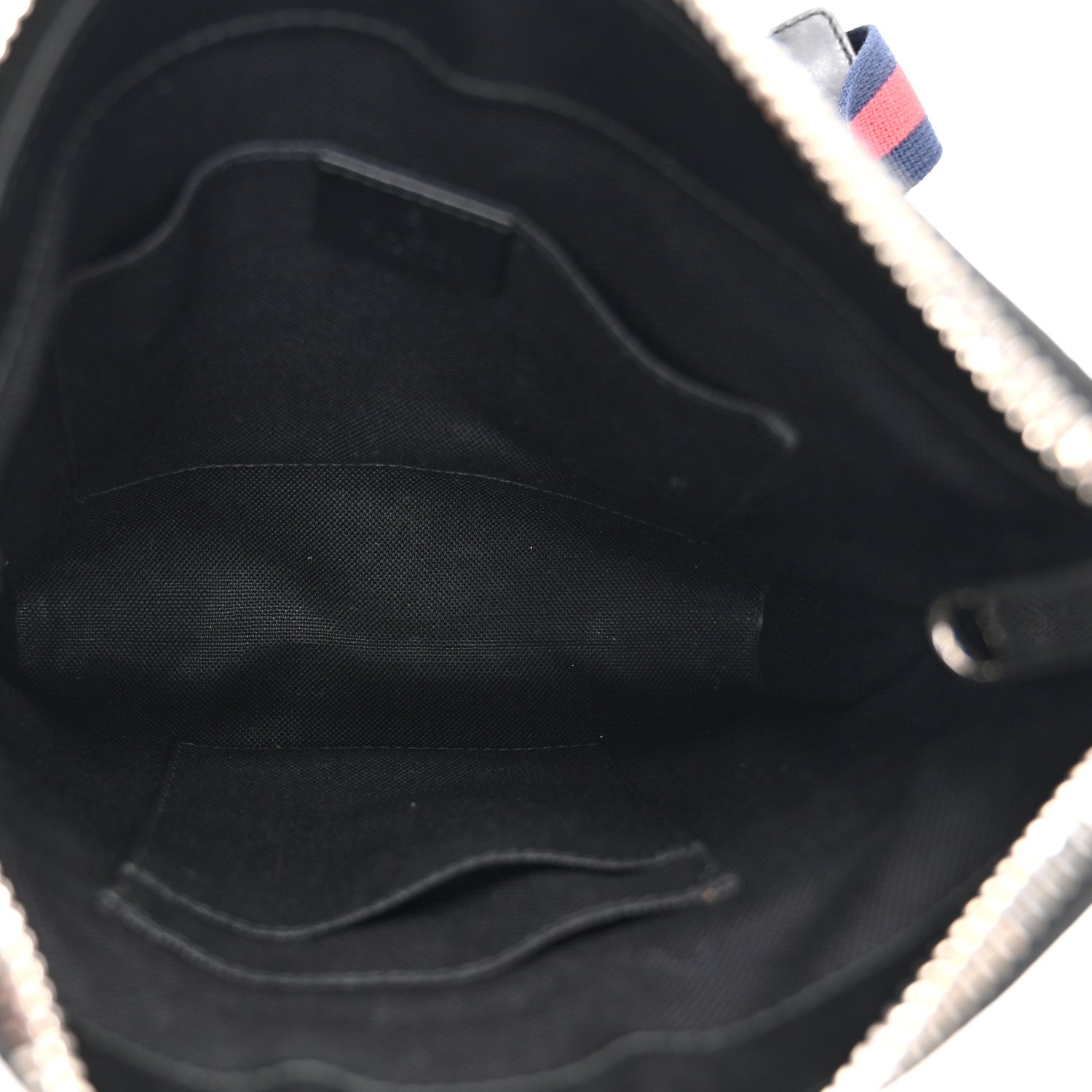 GG Supreme Monogram Web Small Flat Messenger Bag Black Grey