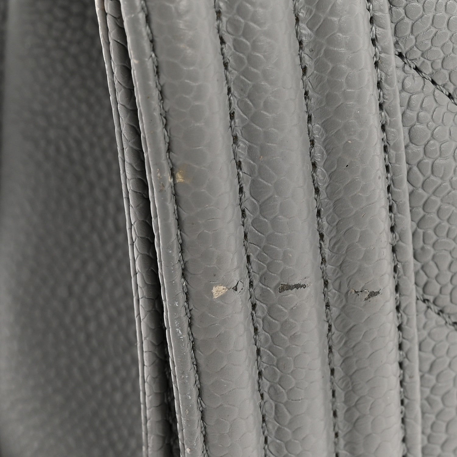 Caviar Chevron Quilted Medium Boy Flap Grey