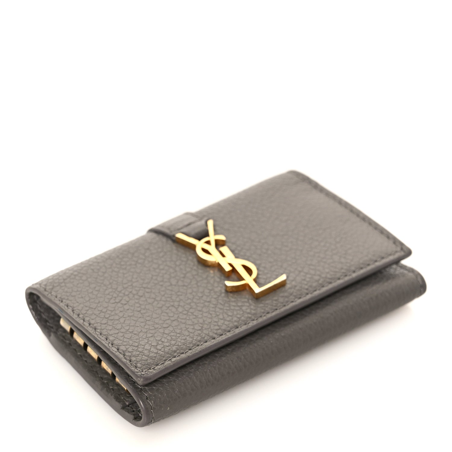 Grained Calfskin Monogram Key Case Grey