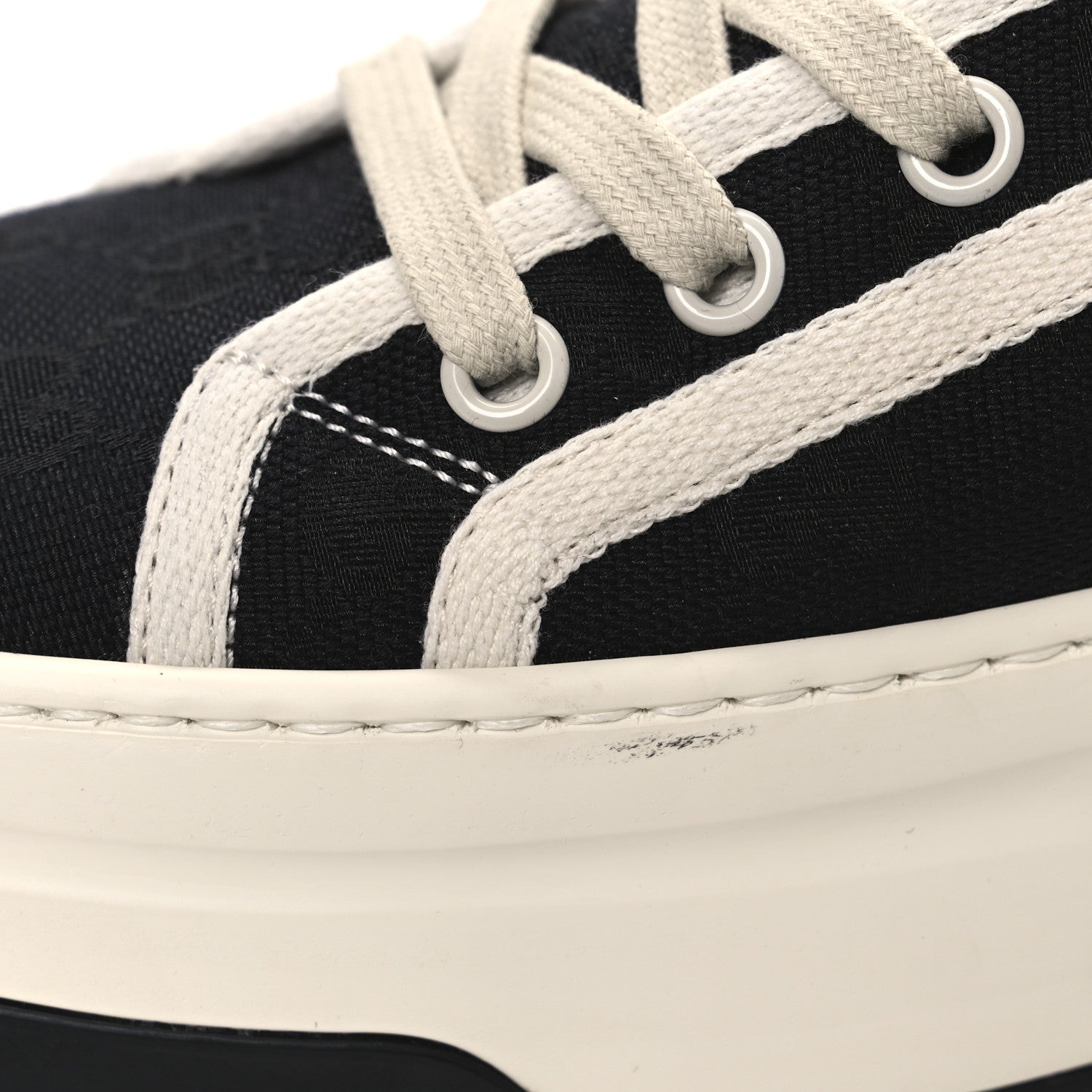 New Canvas GG Monogram Womens Tennis 1977 High Top 55mm Platform Sneakers 39.5 Black Mystic White