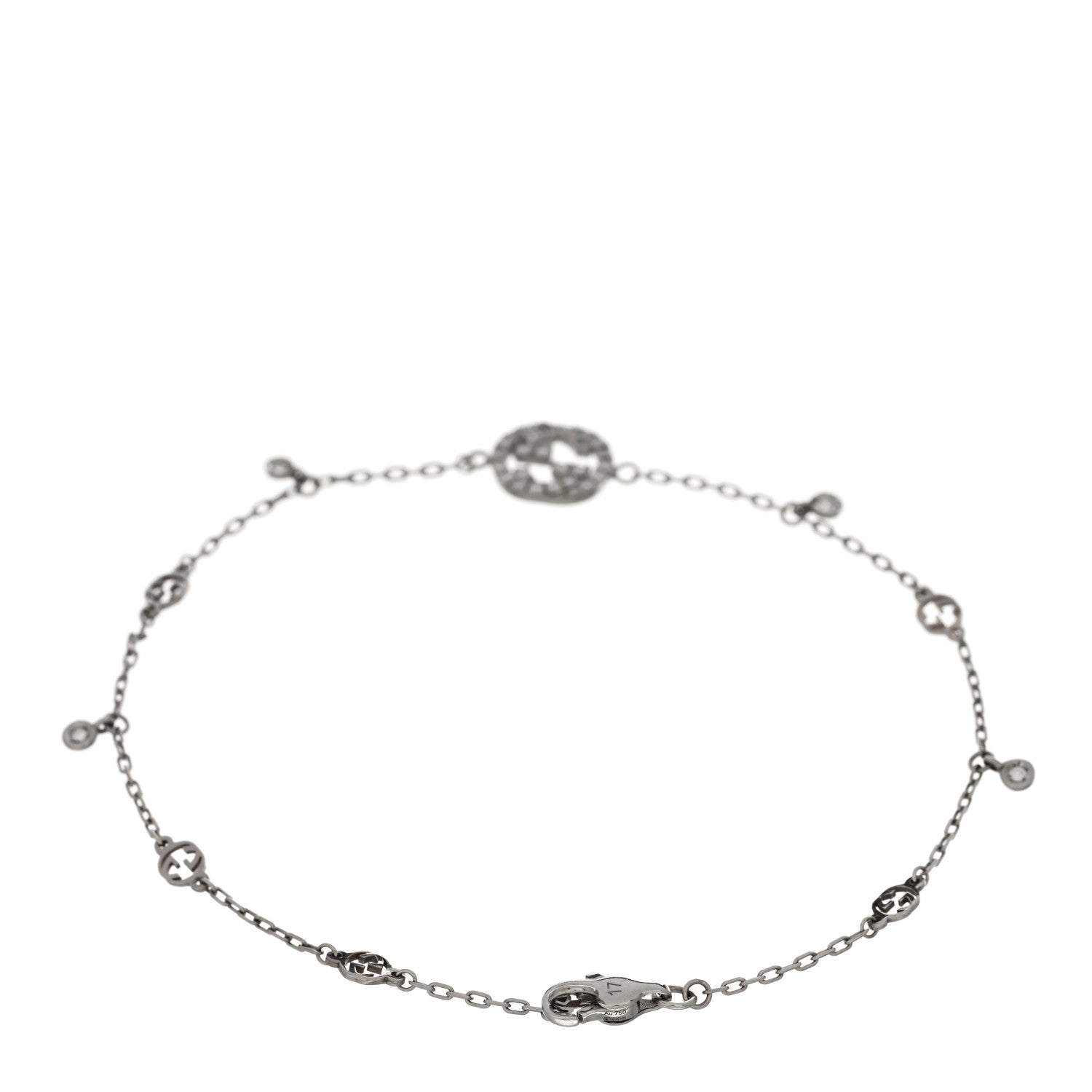18K White Gold Diamond GG Running Bracelet