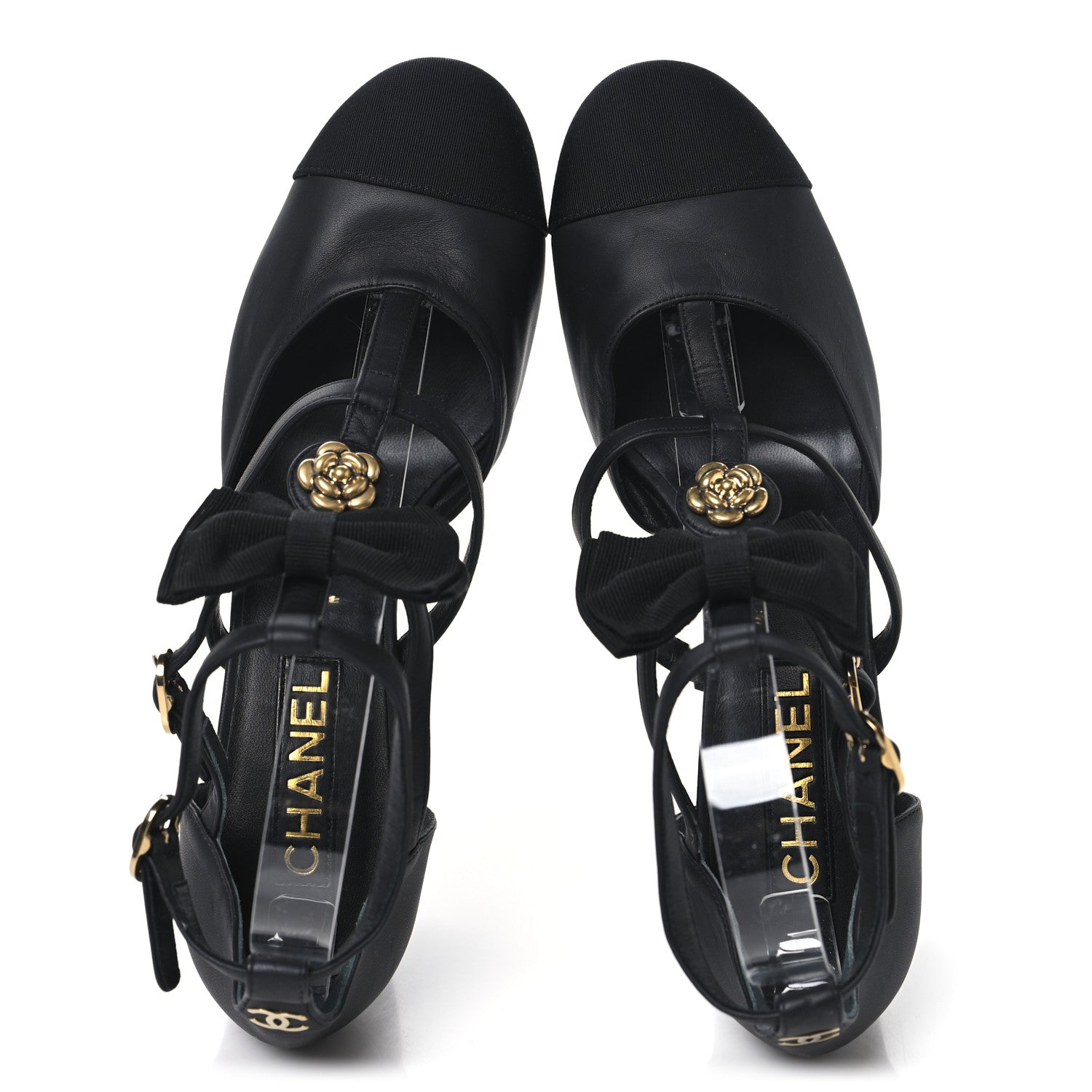 Lambskin Grosgrain Cap Toe Camellia Mary Jane Pumps 40 Black