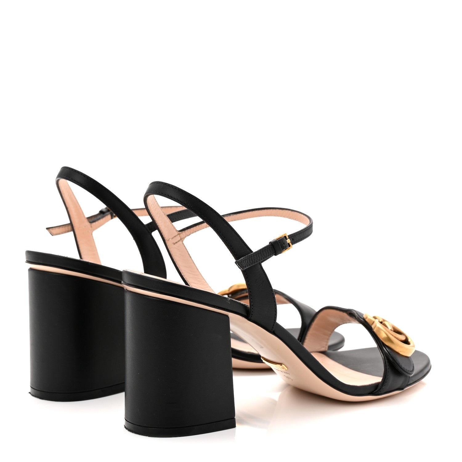 Lifford Calfskin GG Marmont Ankle Wrap 75mm Sandals 39 Black