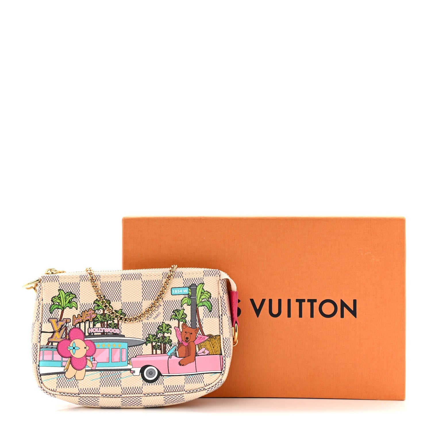 Damier Azur 2021 Christmas Animation Hollywood Mini Pochette Accessories Fuchsia