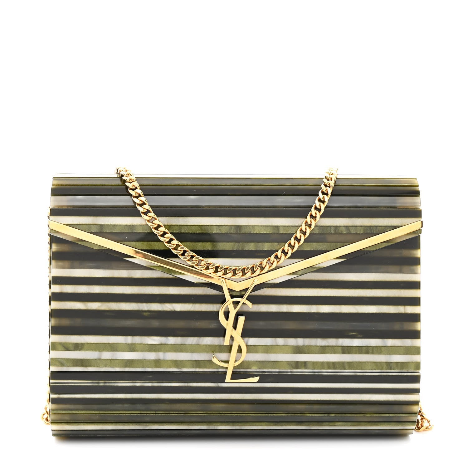 Plexiglass Monogram Vicky Minaudiere Clutch Green Multicolor