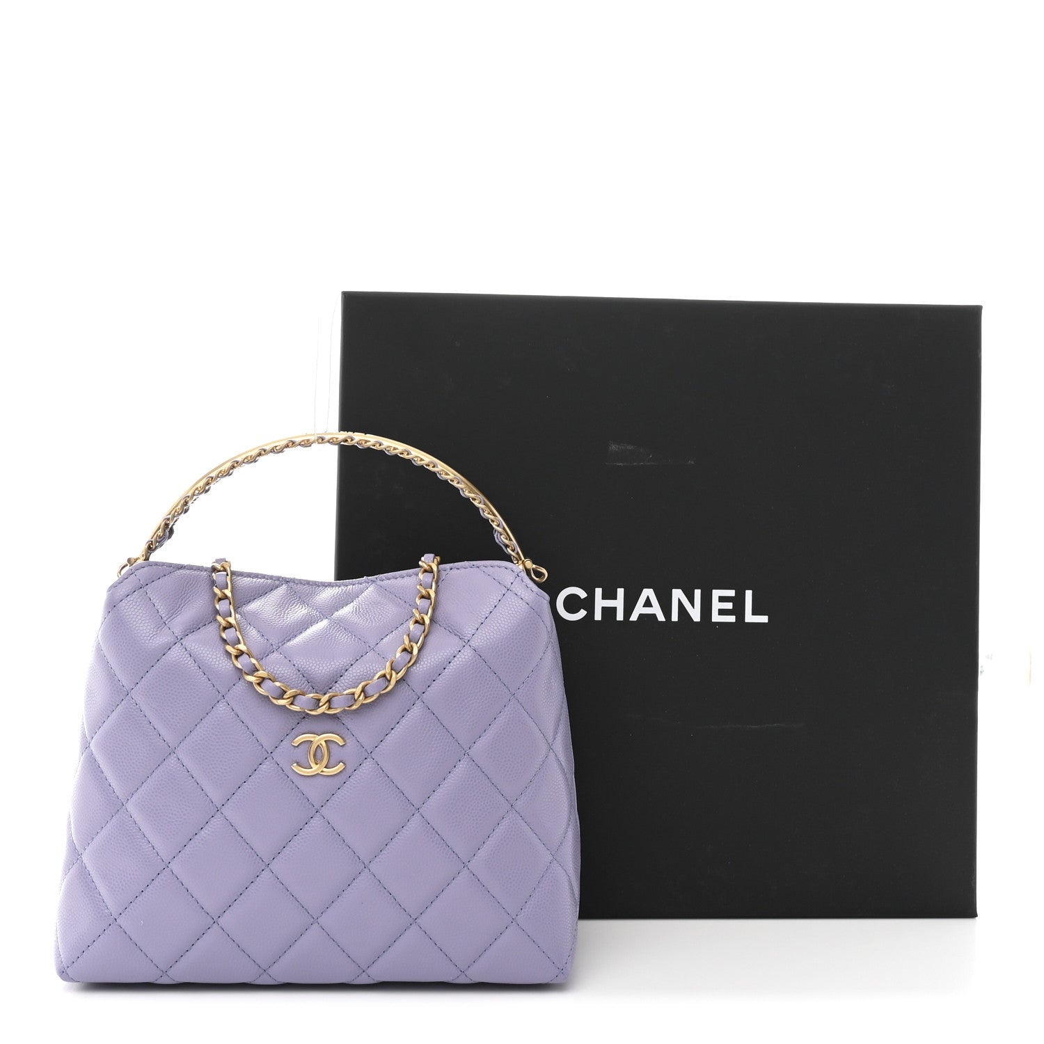 Caviar Quilted Chanel Way Clutch With Chain Light Purple