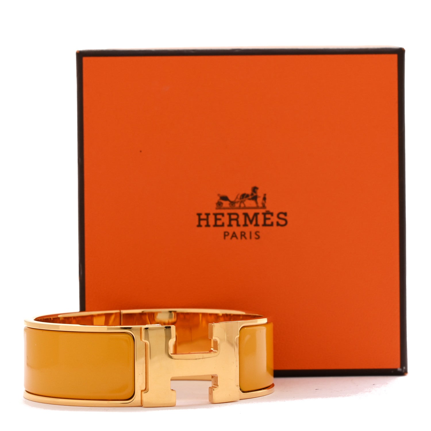 Enamel Wide Clic Clac H Bracelet PM Jaune Madras