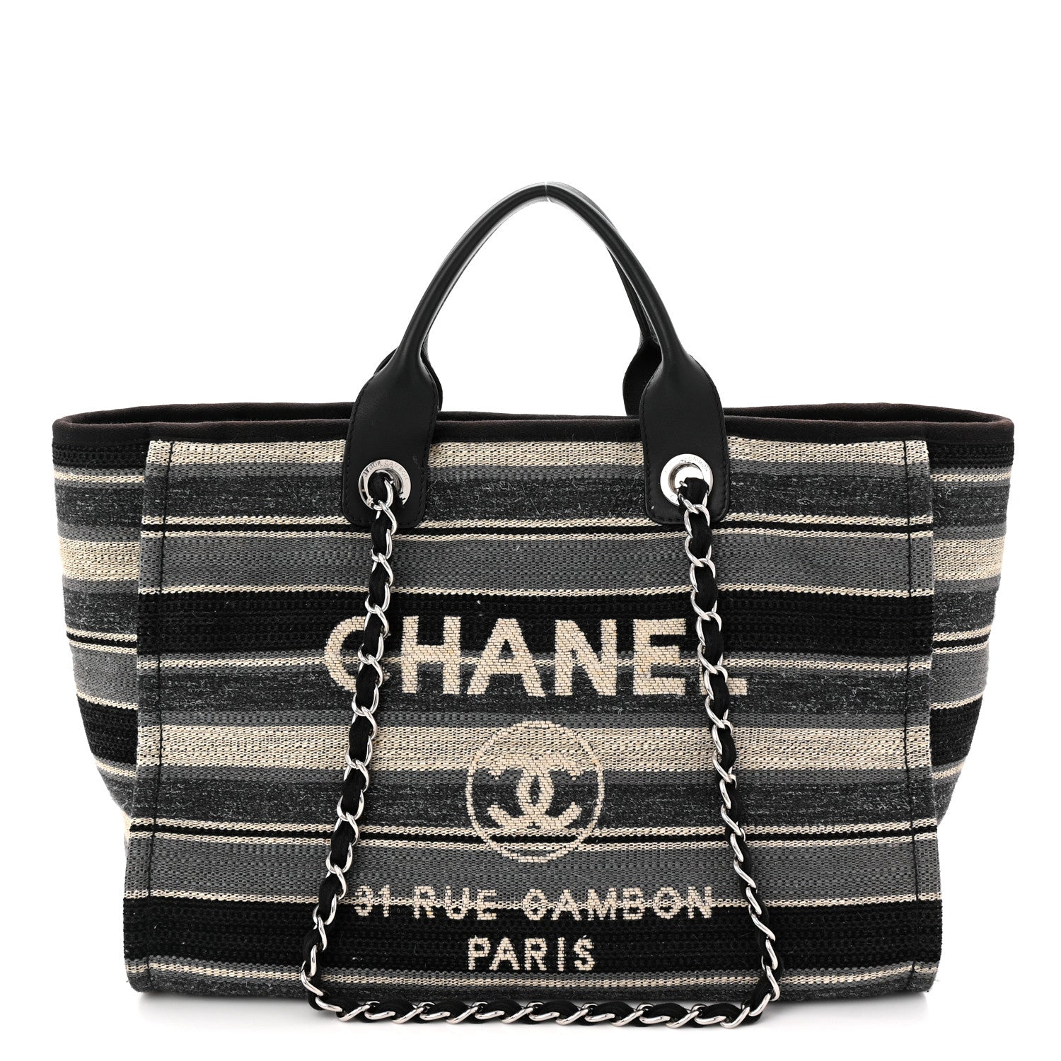 Striped Canvas Medium Deauville Black