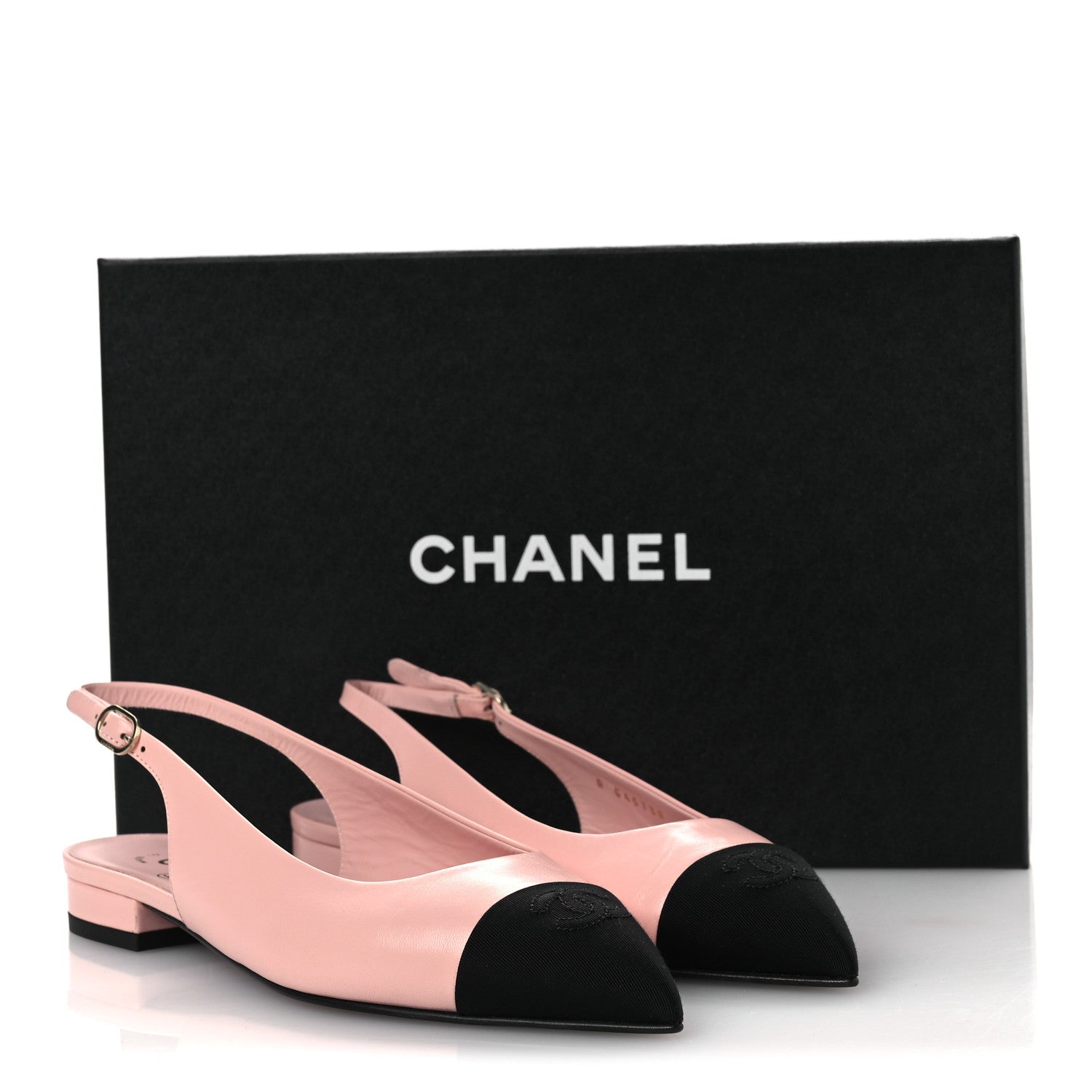 Lambskin Pointed Toe CC Slingback Flats 37 Pink Black
