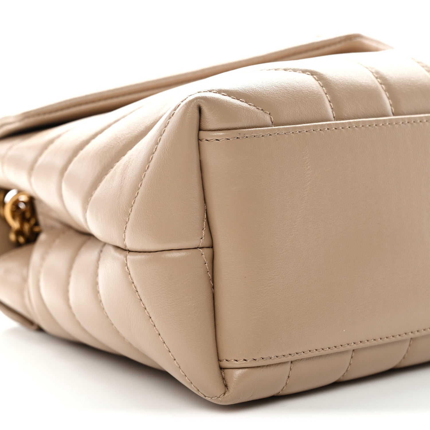 Calfskin Y Quilted Monogram Small Loulou Chain Satchel Dark Beige