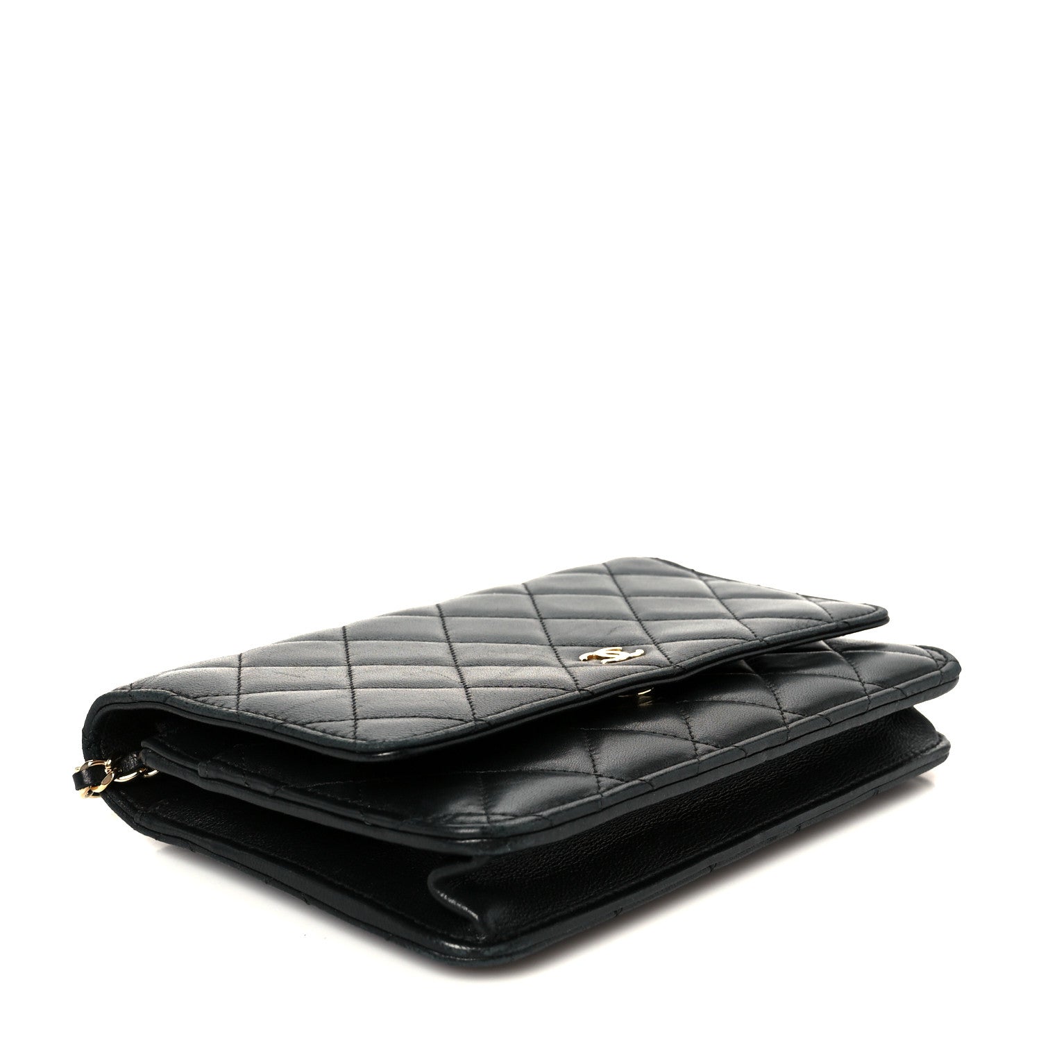 Lambskin Quilted Wallet On Chain WOC Black