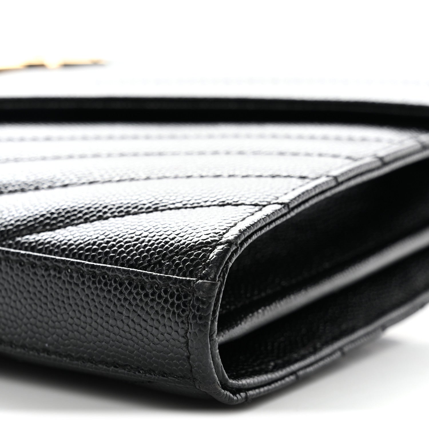 Grain De Poudre Matelasse Chevron Monogram Chain Wallet Black