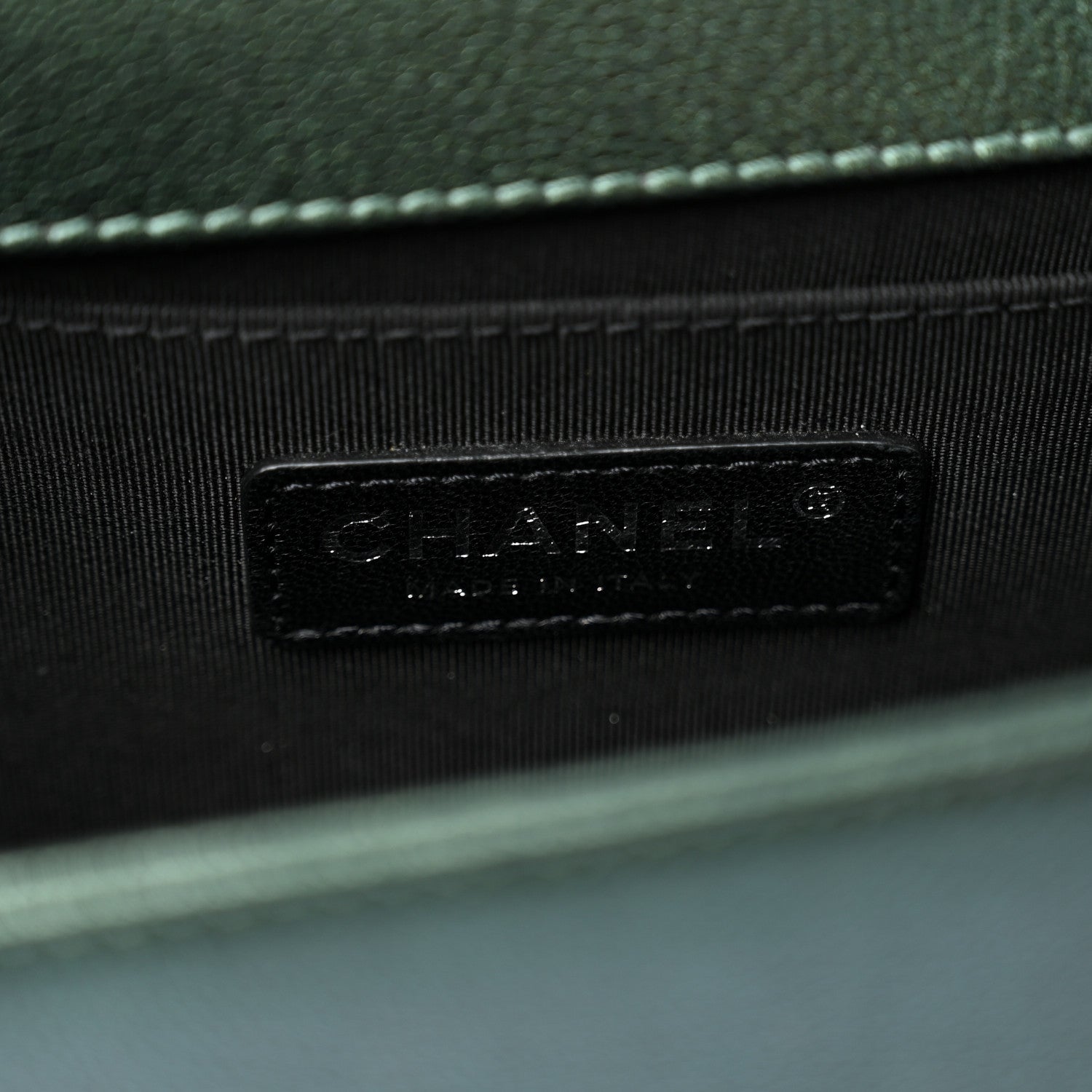 Iridescent Goatskin Quilted Medium Boy Flap Green