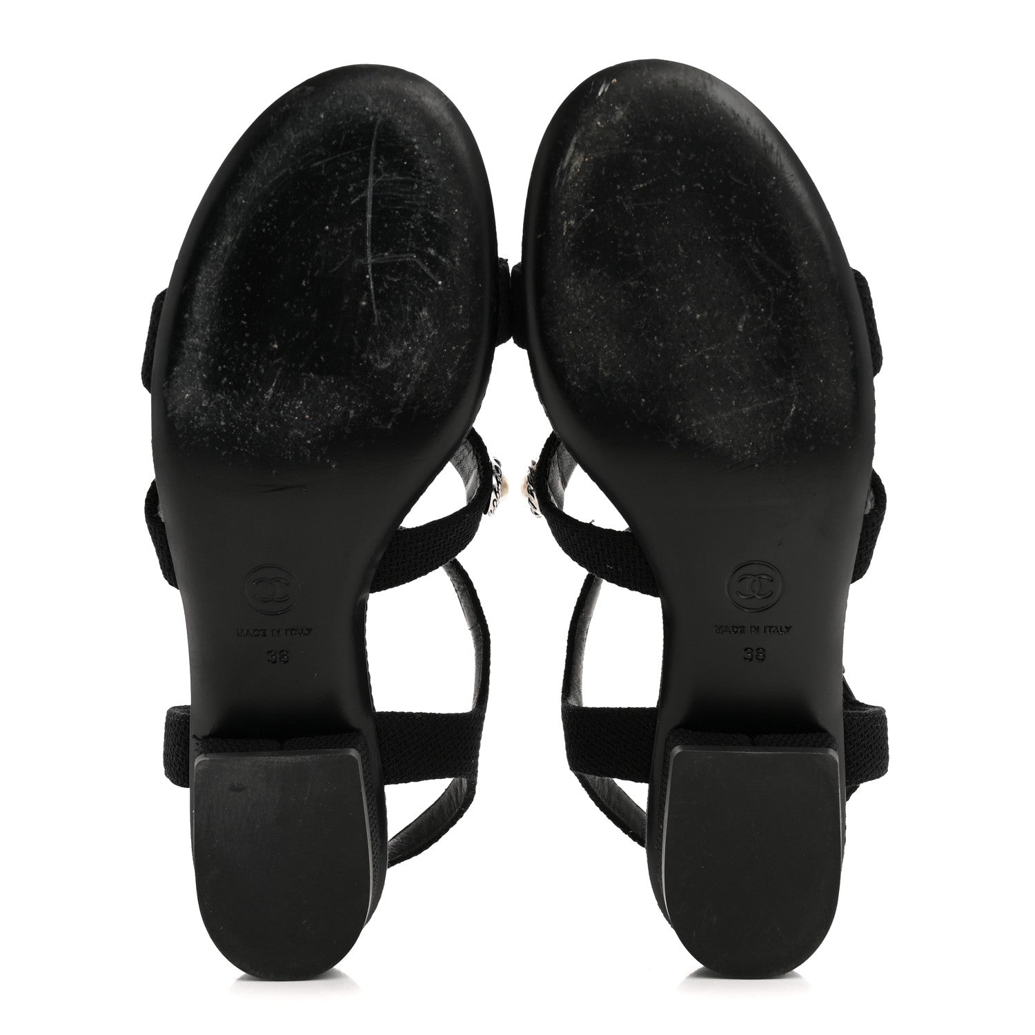 Tweed Medallion Sandals 38 Black