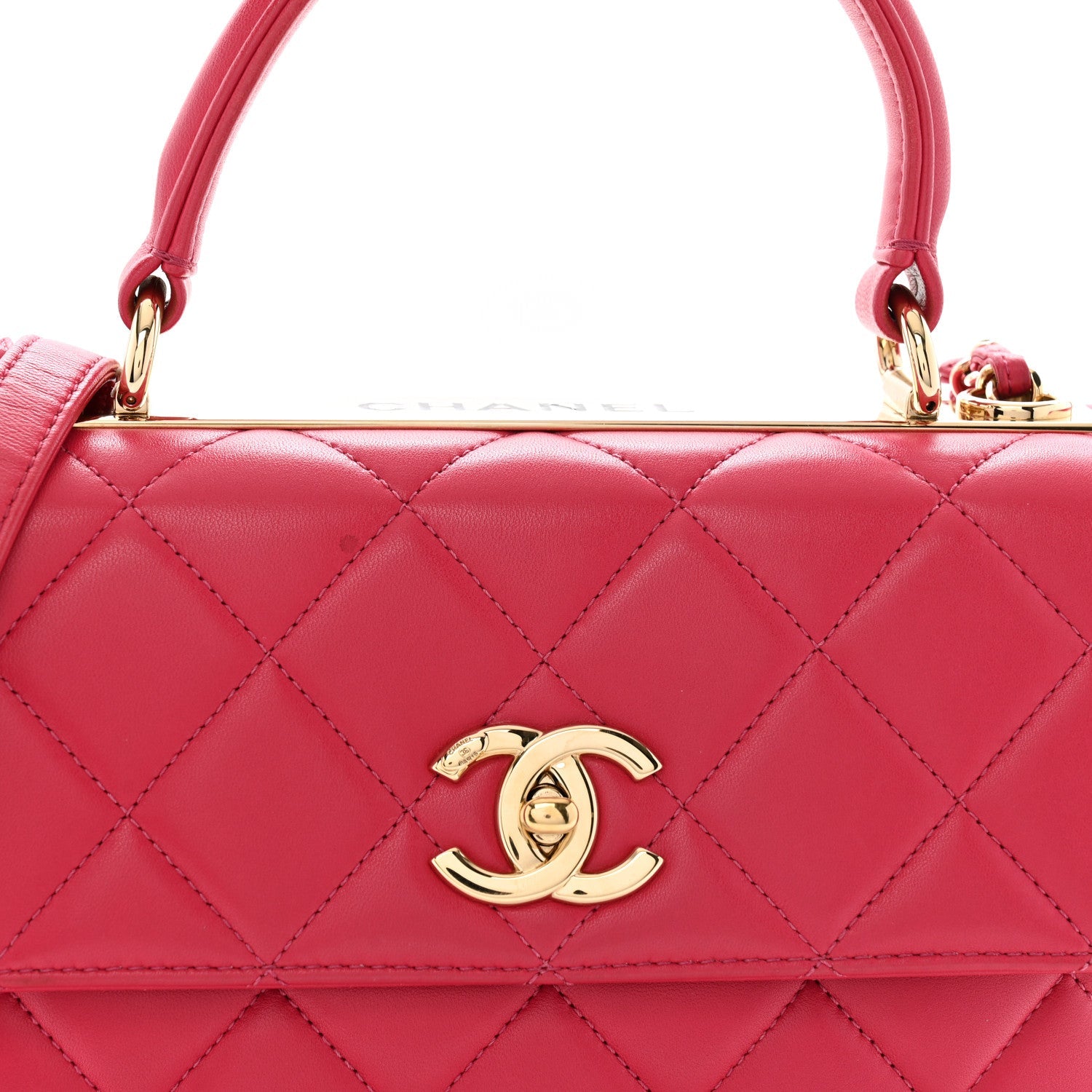 Lambskin Quilted Small Trendy CC Flap Dual Handle Bag Dark Pink