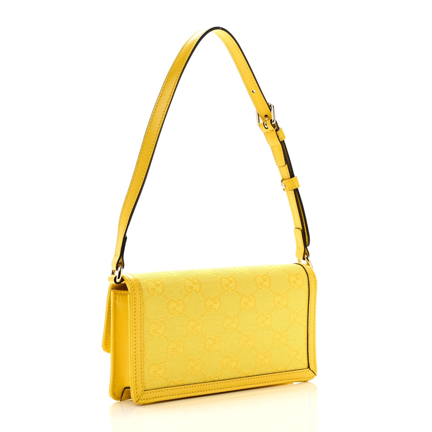 GG Monogram Textured Dollar Calfskin Mini Luce Shoulder Bag Yellow