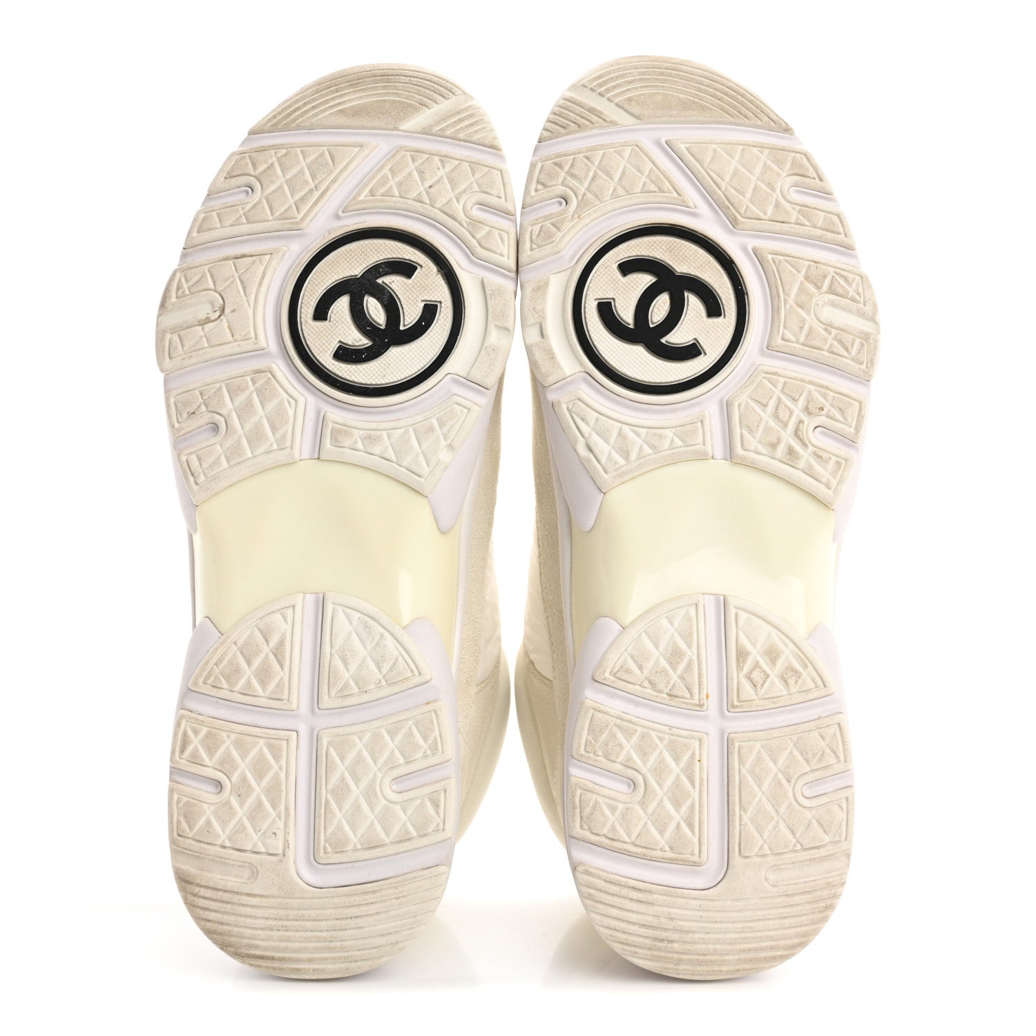 Suede Calfskin Fabric CC Sneakers 38 White