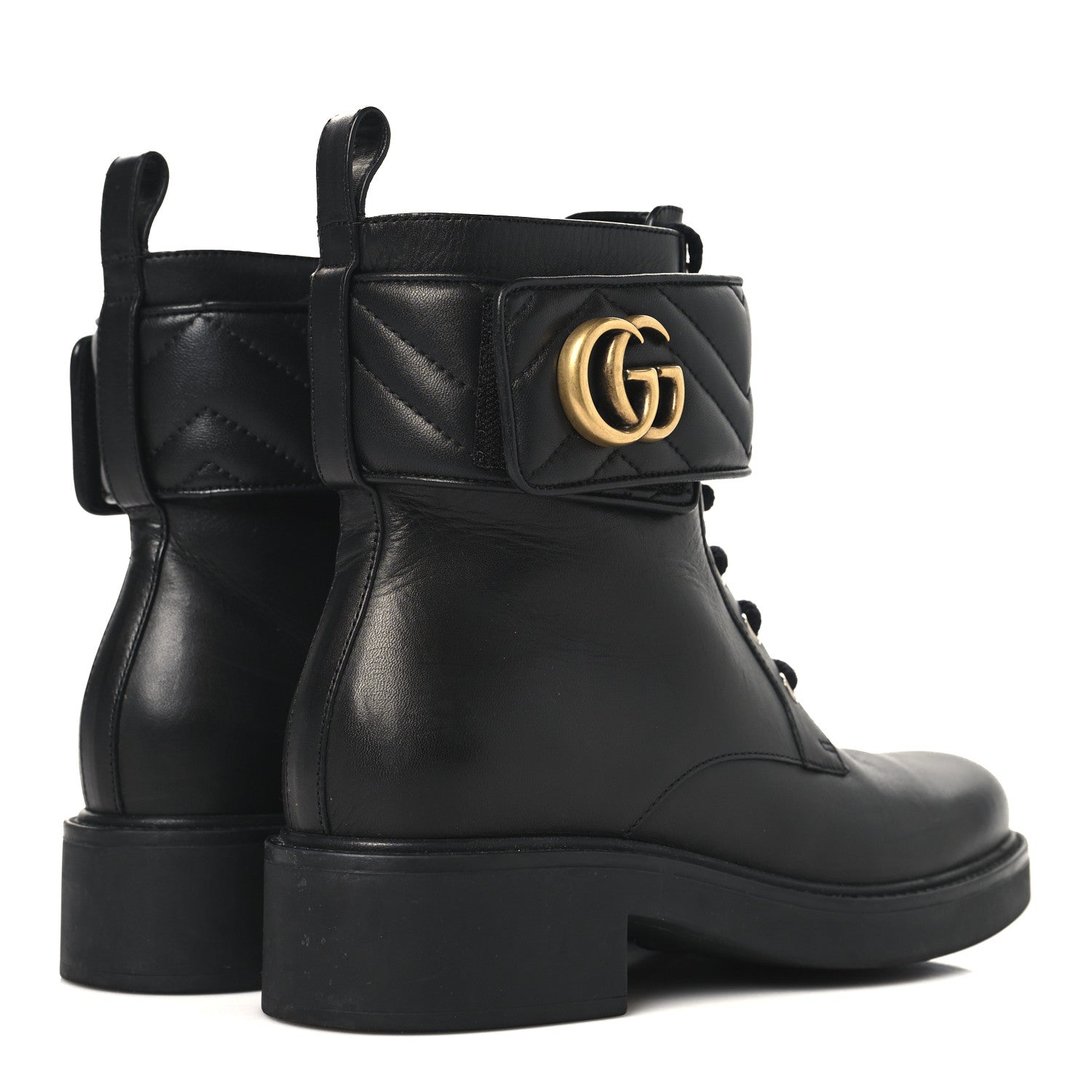 Flores Calfskin Nappa Matelasse GG 40mm Ankle Boots 37 Black